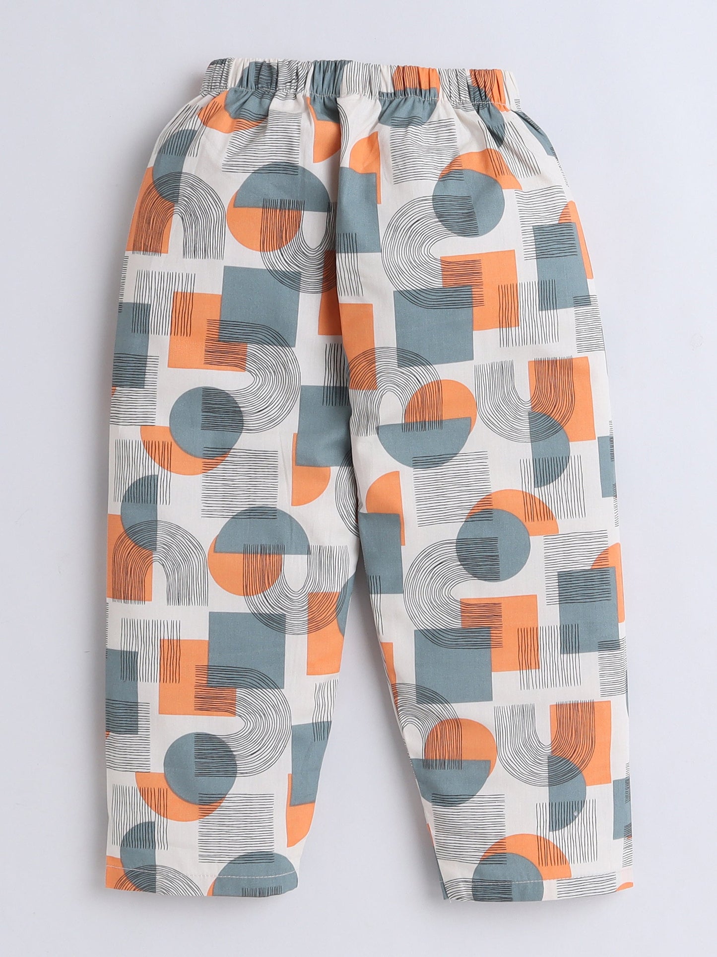 Cotton Woven Full Sleeves Abstract Printed Coordinating Night Suit Set - Orange