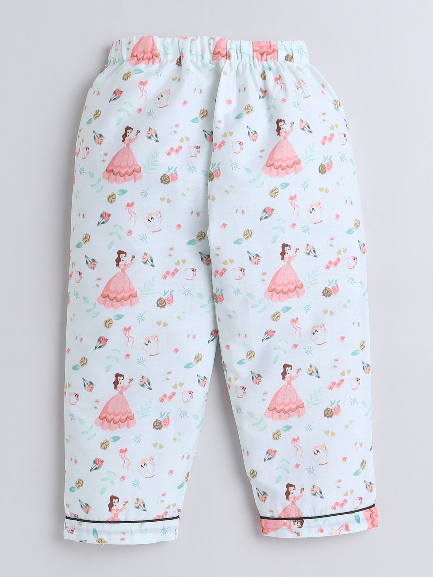Full Sleeves Cotton Princes Printed Night Suit Set Sea Green