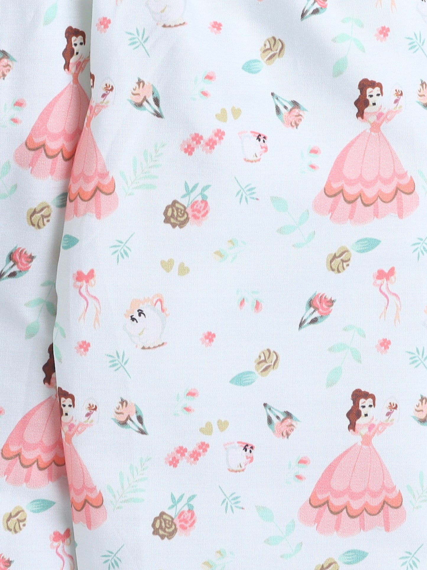 Full Sleeves Cotton Princes Printed Night Suit Set Sea Green