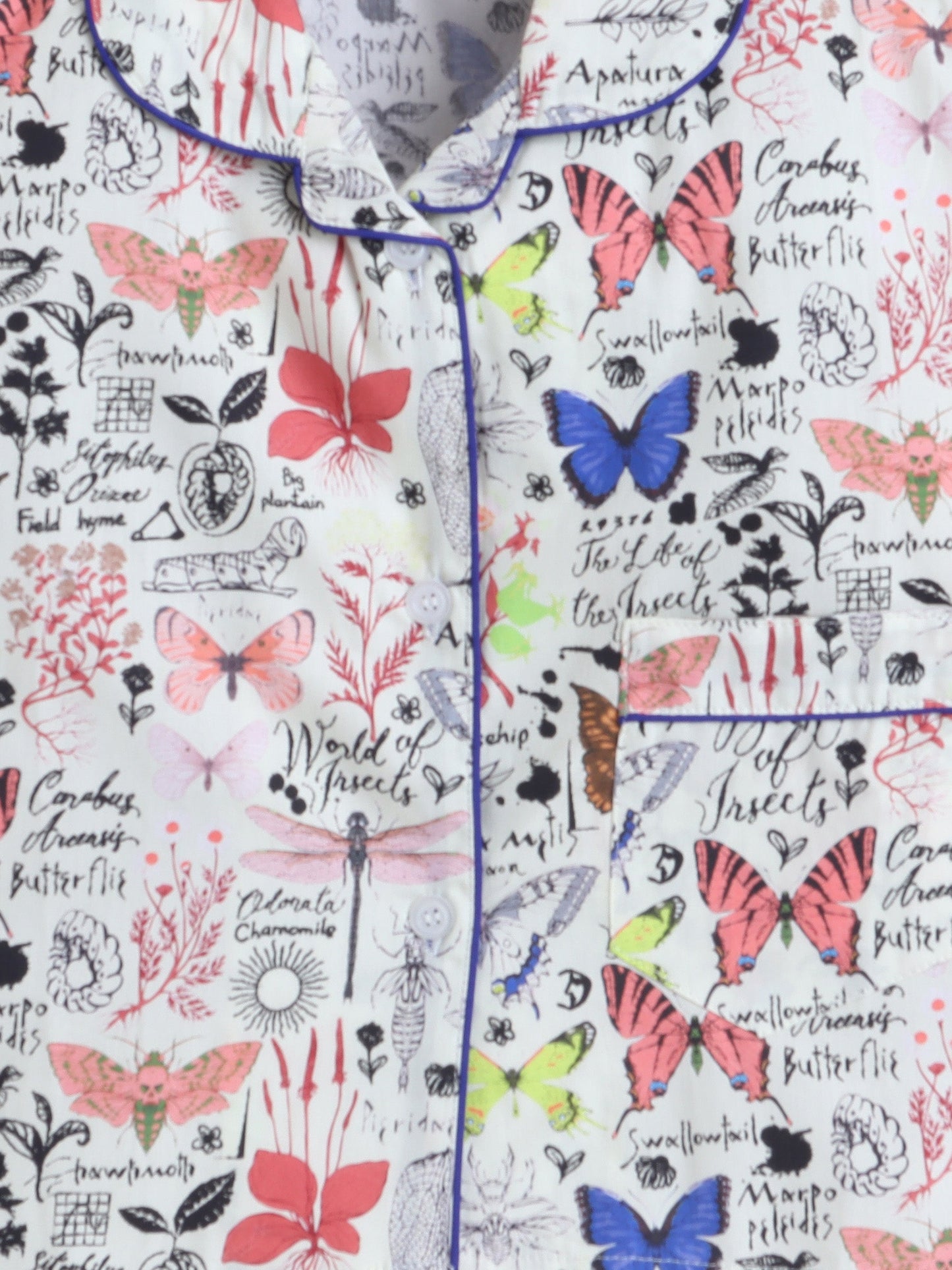 Cotton Woven Full Sleeves Butterflies Printed Coordinating Night Suit Set - Yellow