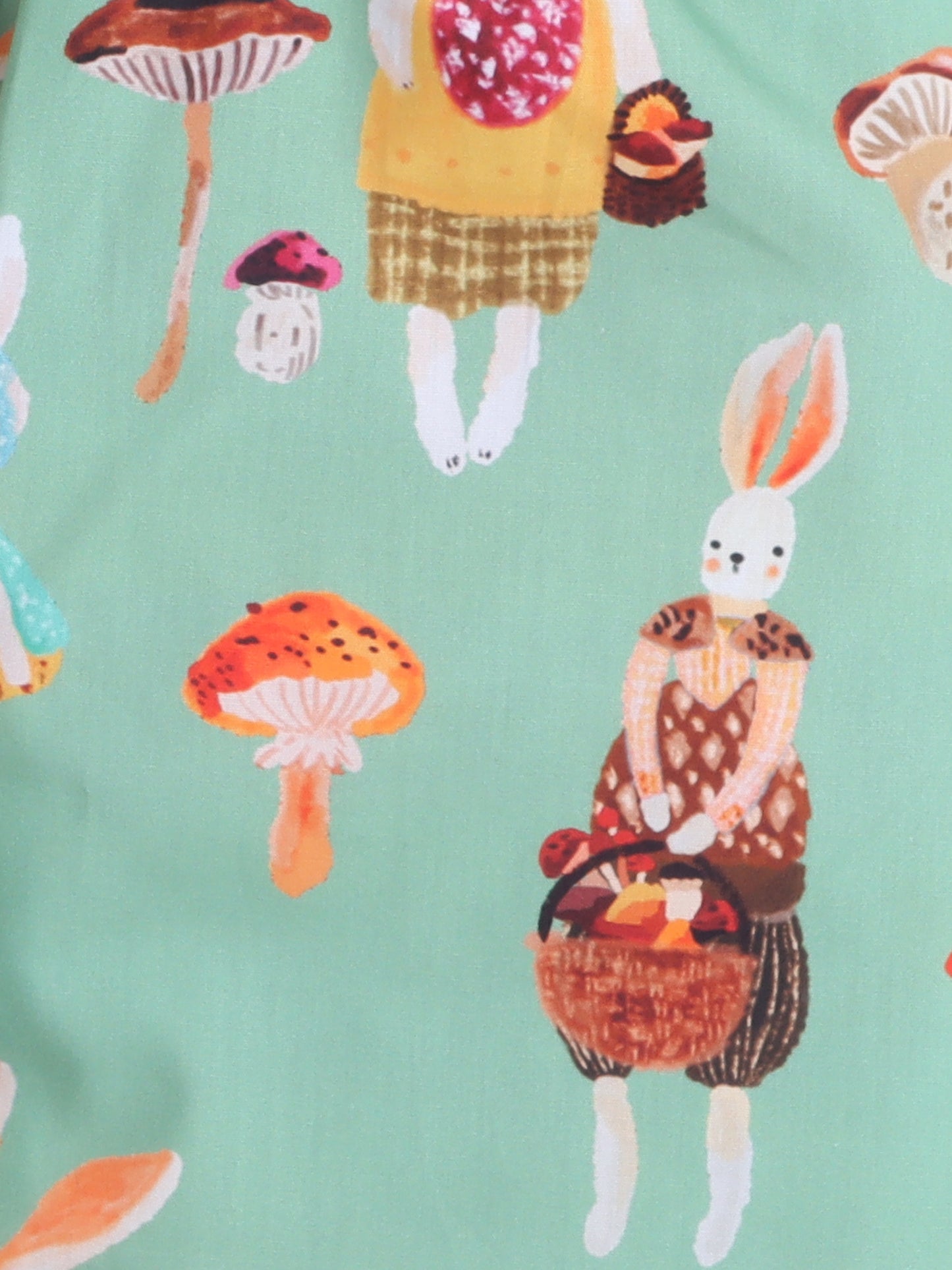 Full Sleeves Cotton Bunny Printed Night Suit Set Green