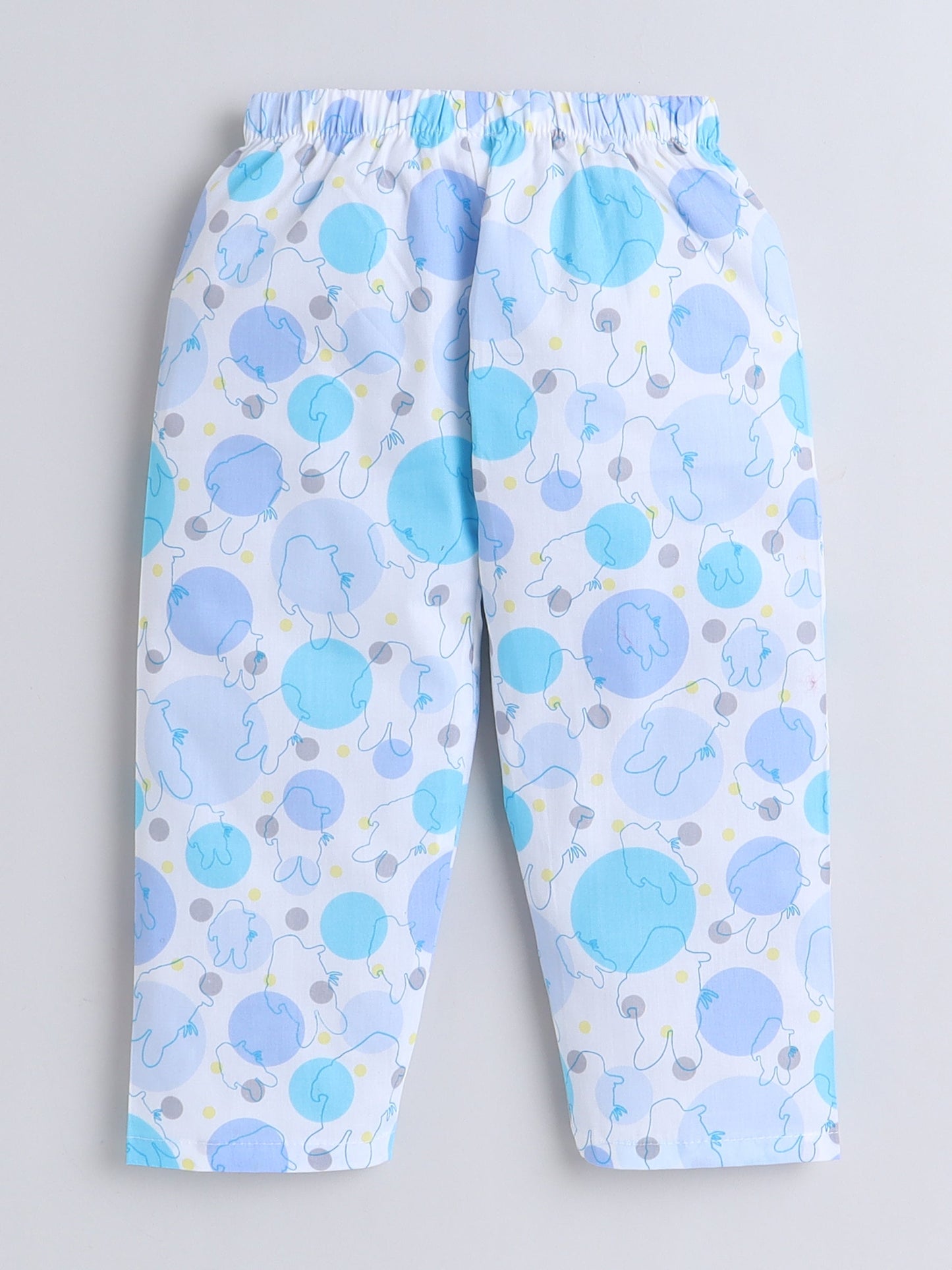 Cotton Woven Full Sleeves Abstract Printed Coordinating Night Suit Set - Sky Blue