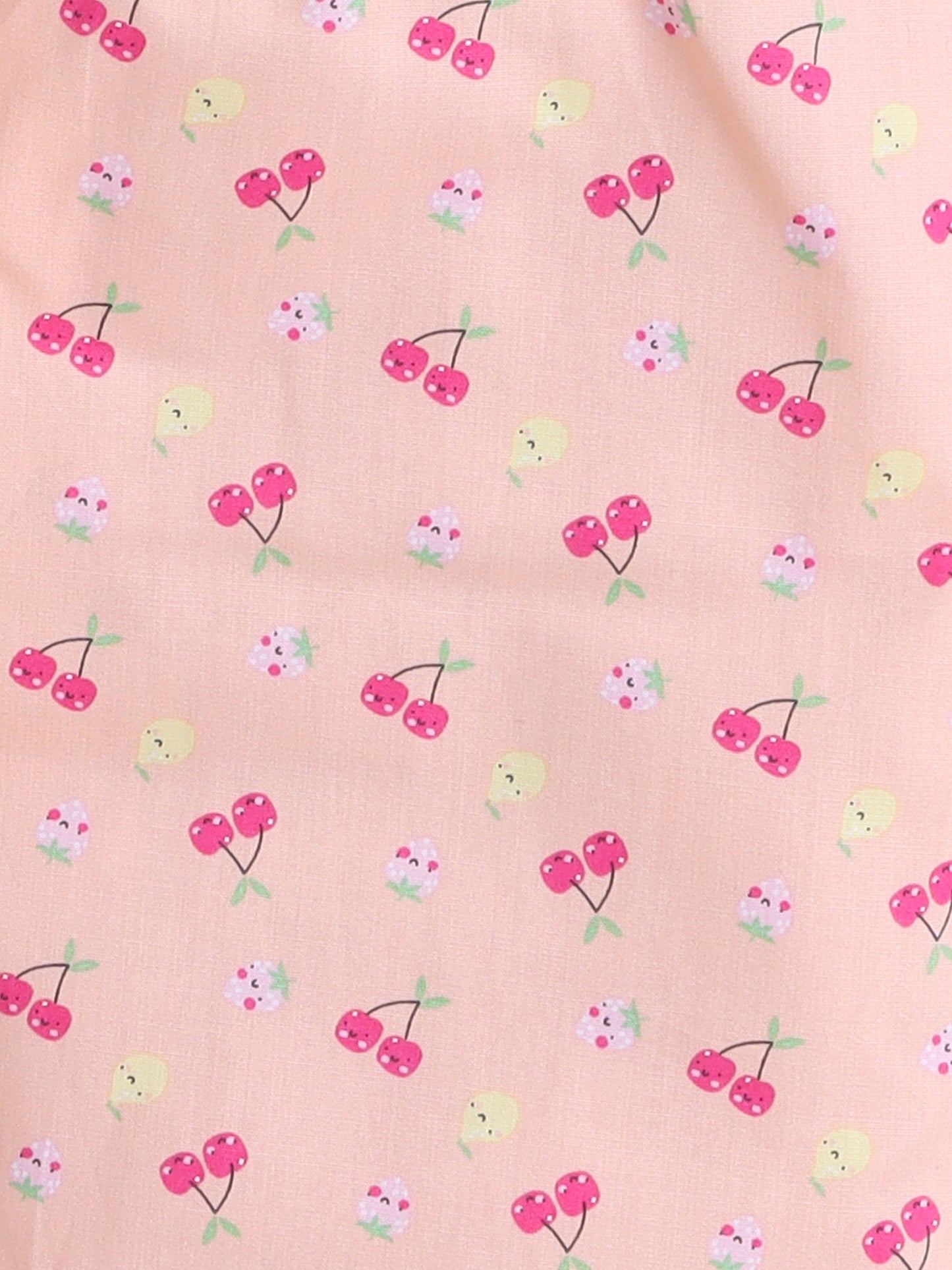 Cotton Woven Half Sleeves Fruits Printed Coordinating Night Suit Set - Peach