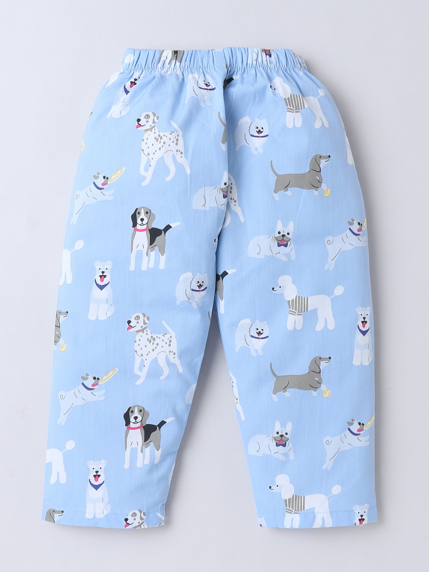 Half Sleeves Cotton Animal Printed Night Suit Set Blue