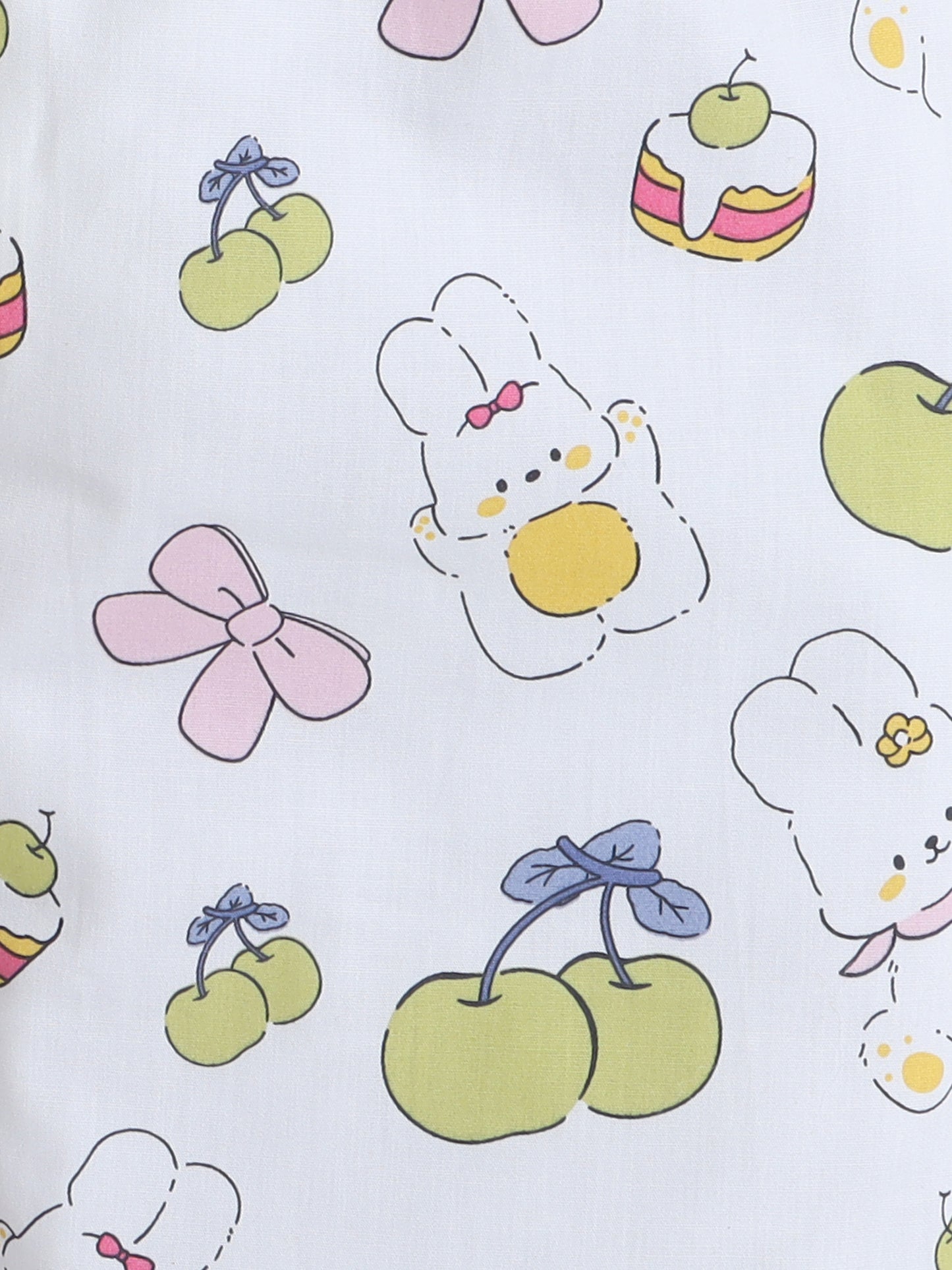 Half Sleeves Cotton Bunny Printed Night Suit Set Green