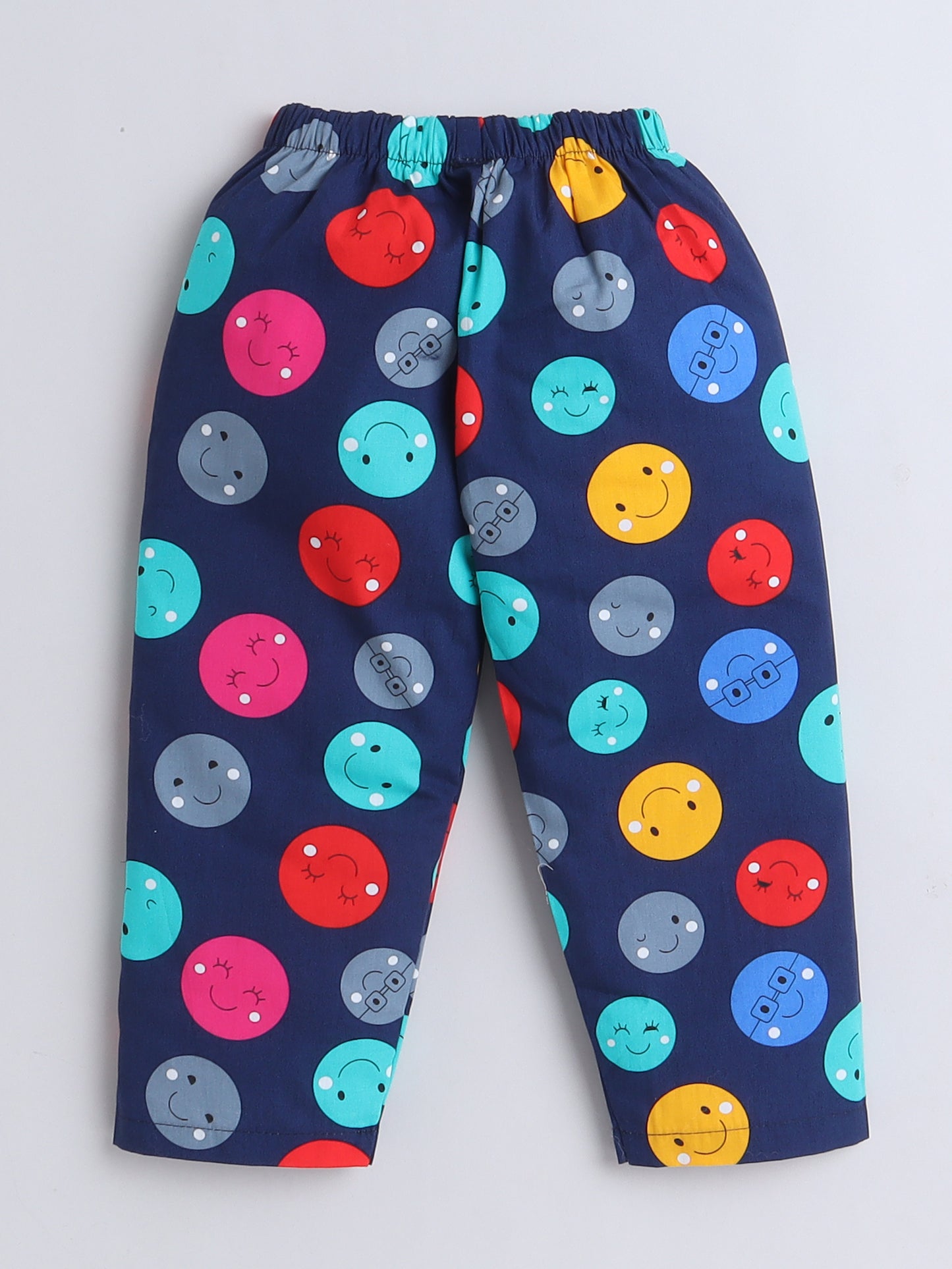 Half Sleeves Cotton Polka Dots Printed Night Suit Set Navy Blue