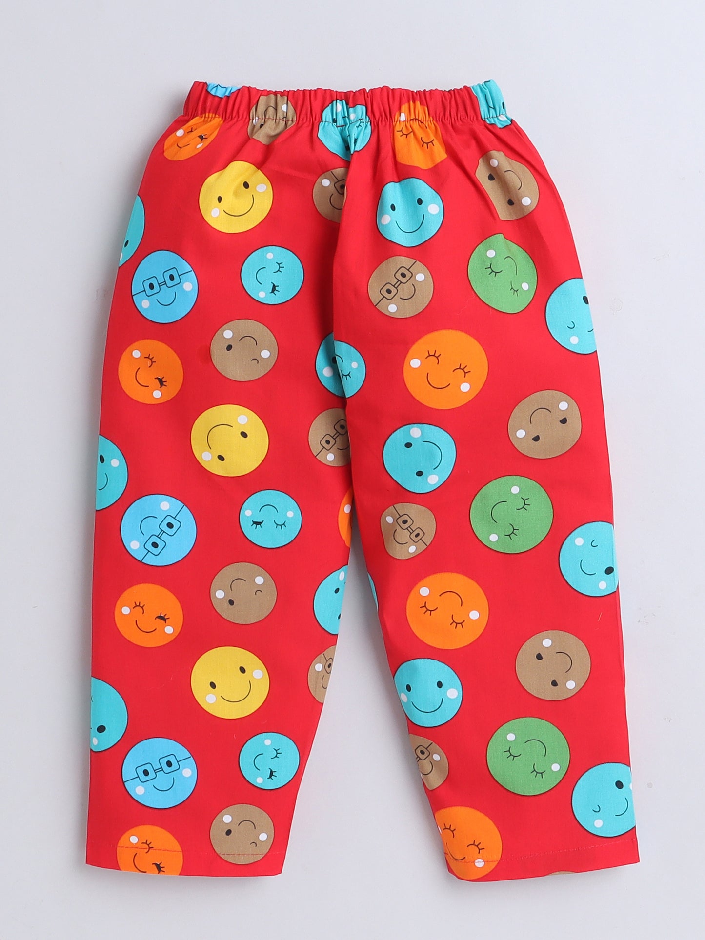 Half Sleeves Cotton Polka Dots Printed Night Suit Set Red