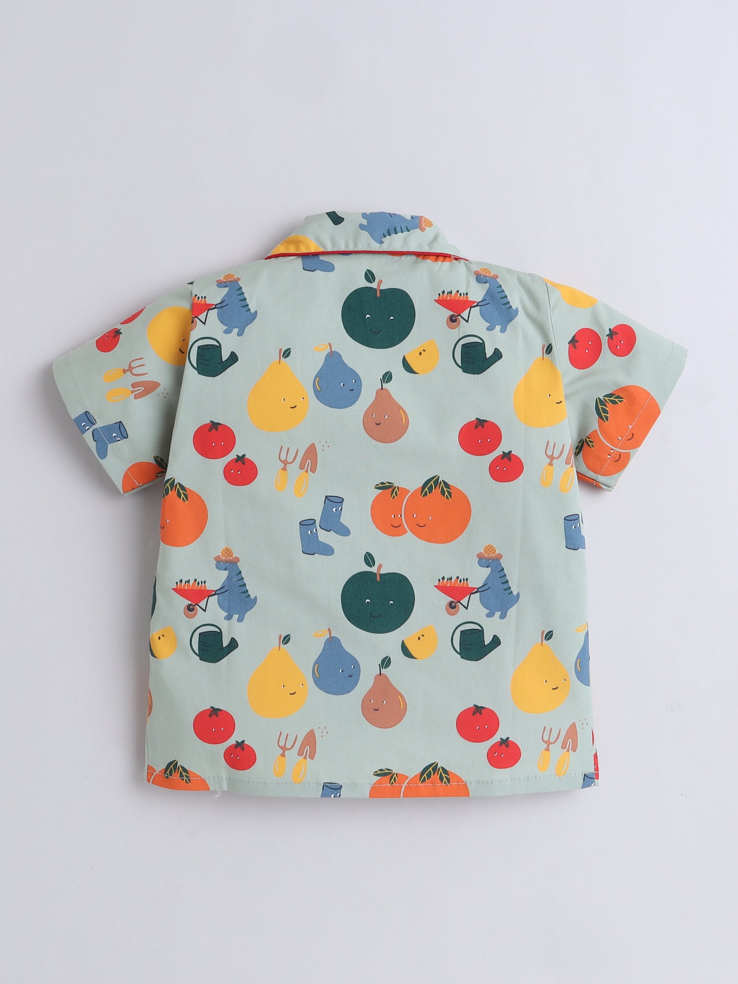 Half Sleeves Cotton Fruit Printed Night Suit Set Green-ns