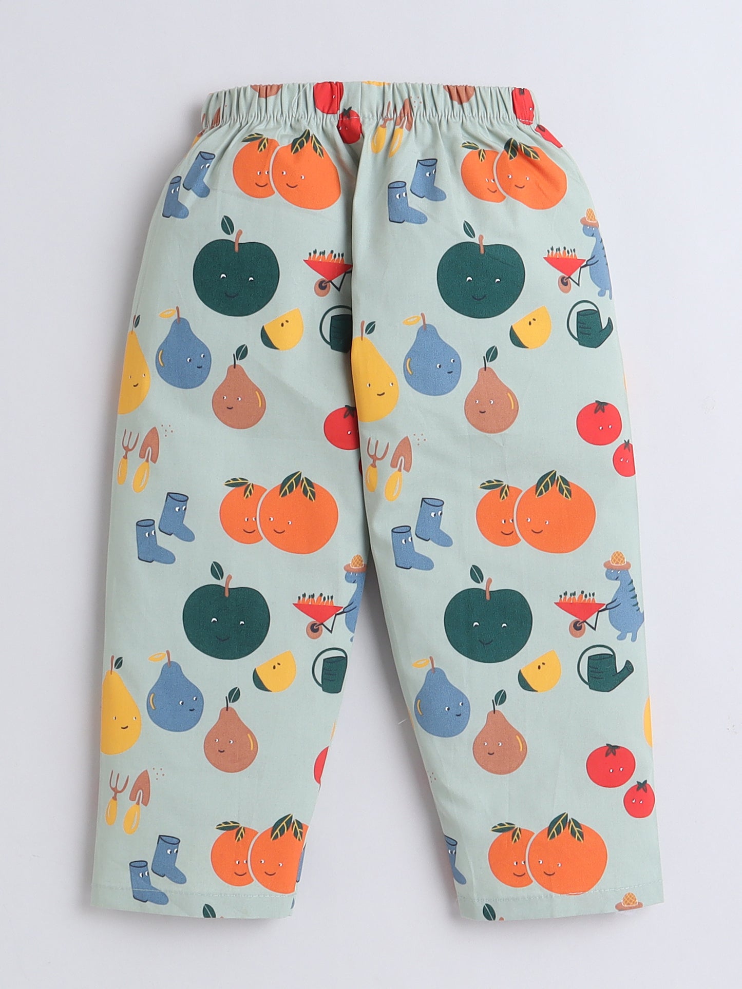 Half Sleeves Cotton Fruit Printed Night Suit Set Green-ns