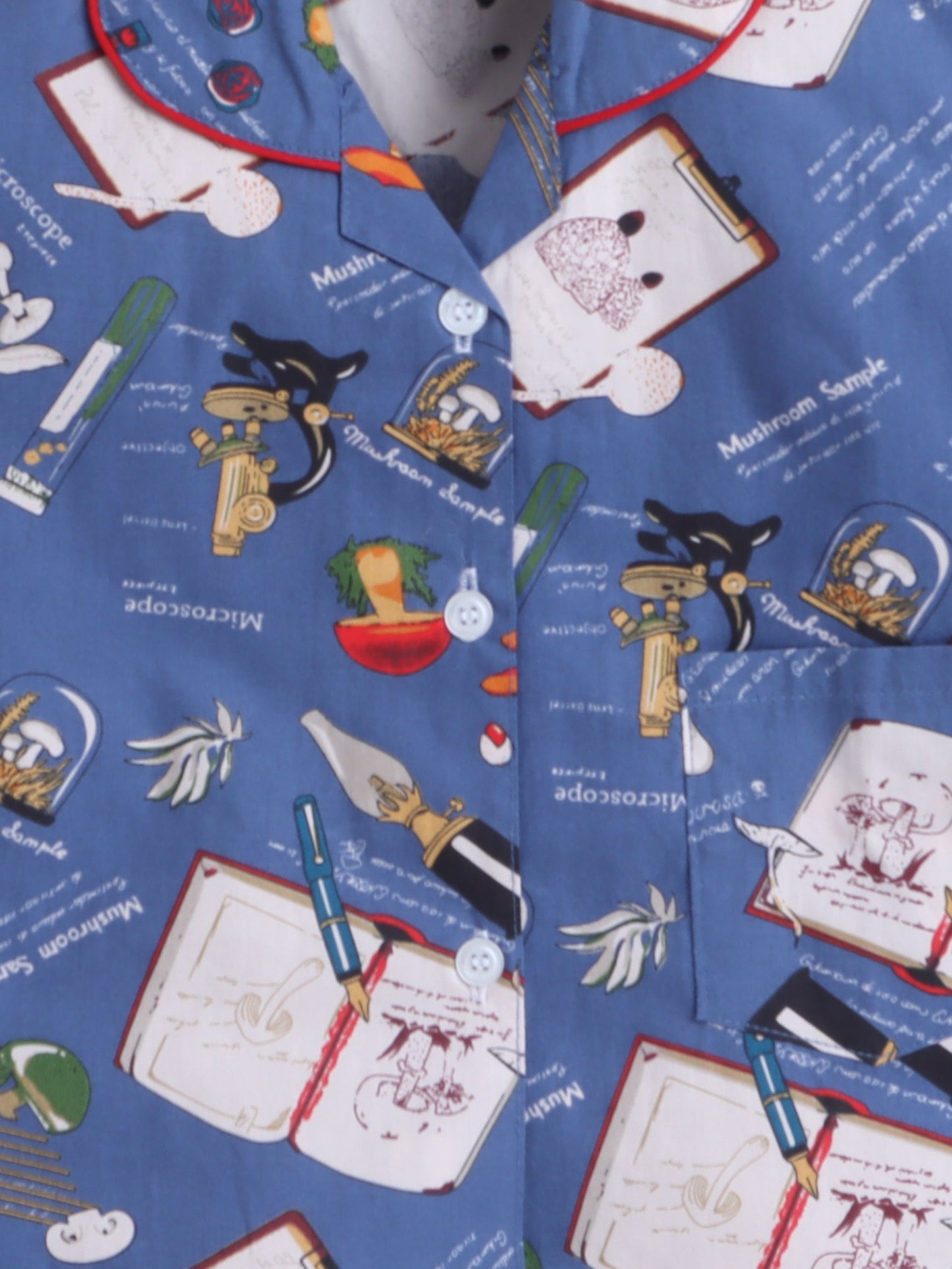 Cotton Woven Half Sleeves Diary & Pen Printed Coordinating Night Suit Set - Royal Blue