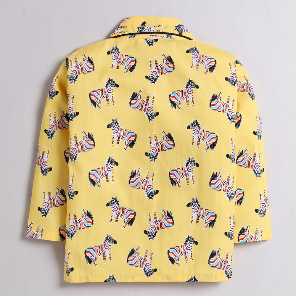 Zebra Print Full Sleeves Night Suit - Yellow
