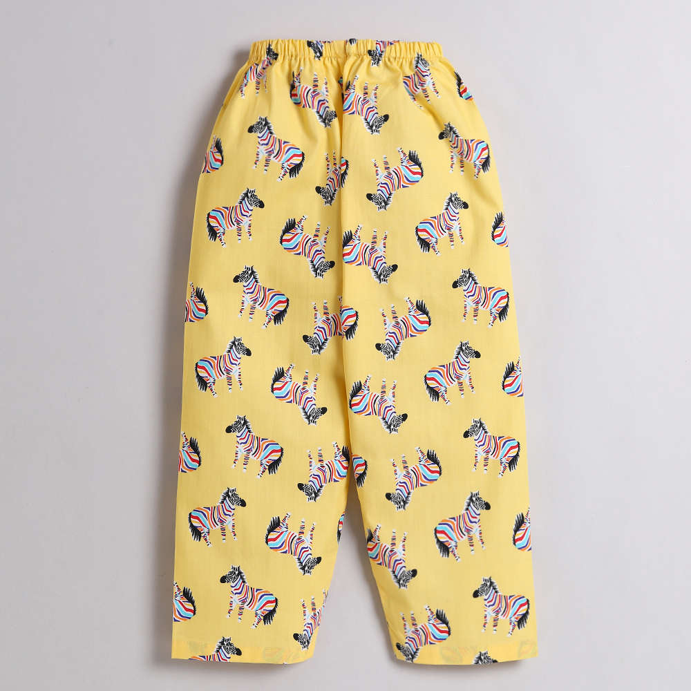 Zebra Print Full Sleeves Night Suit - Yellow