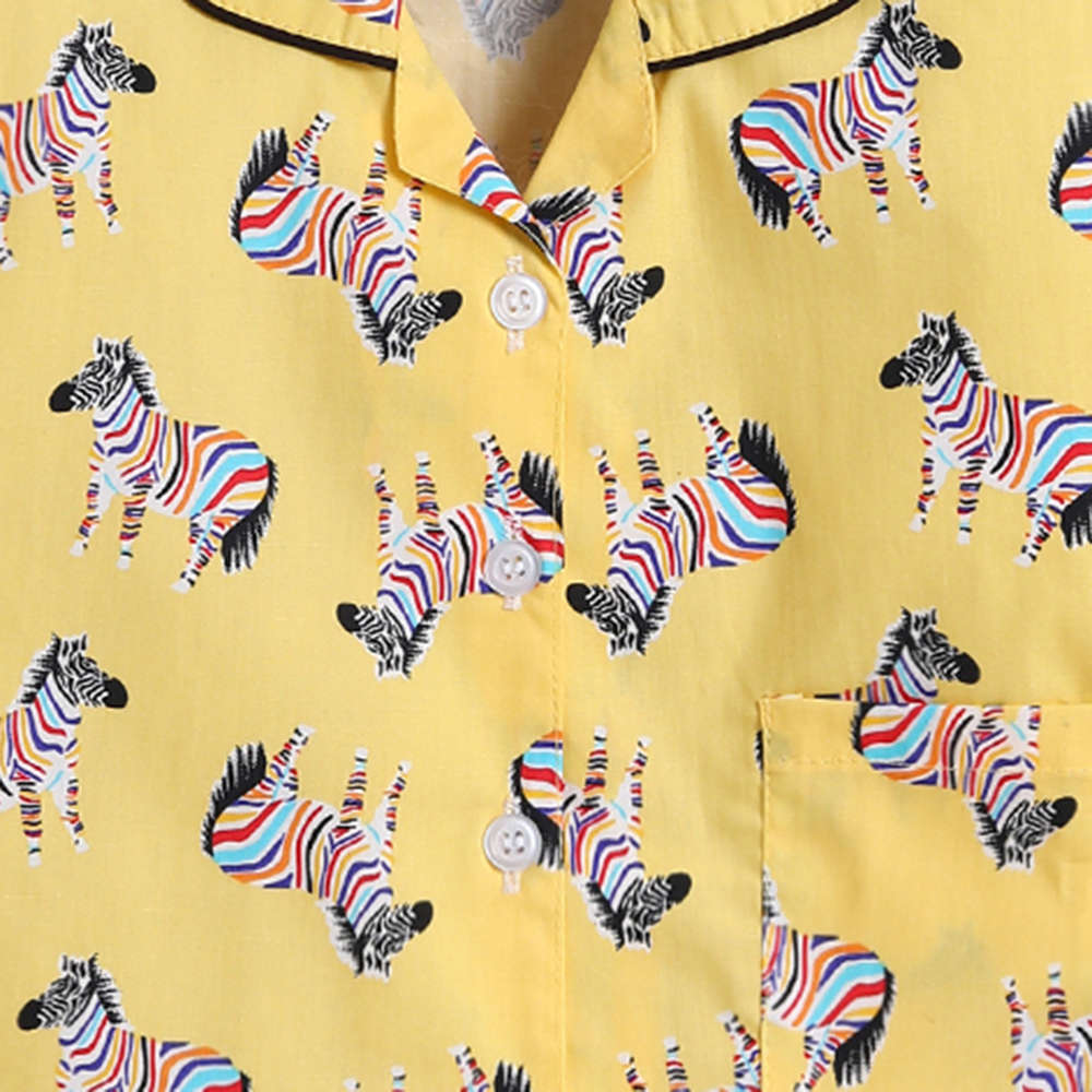 Zebra Print Full Sleeves Night Suit - Yellow