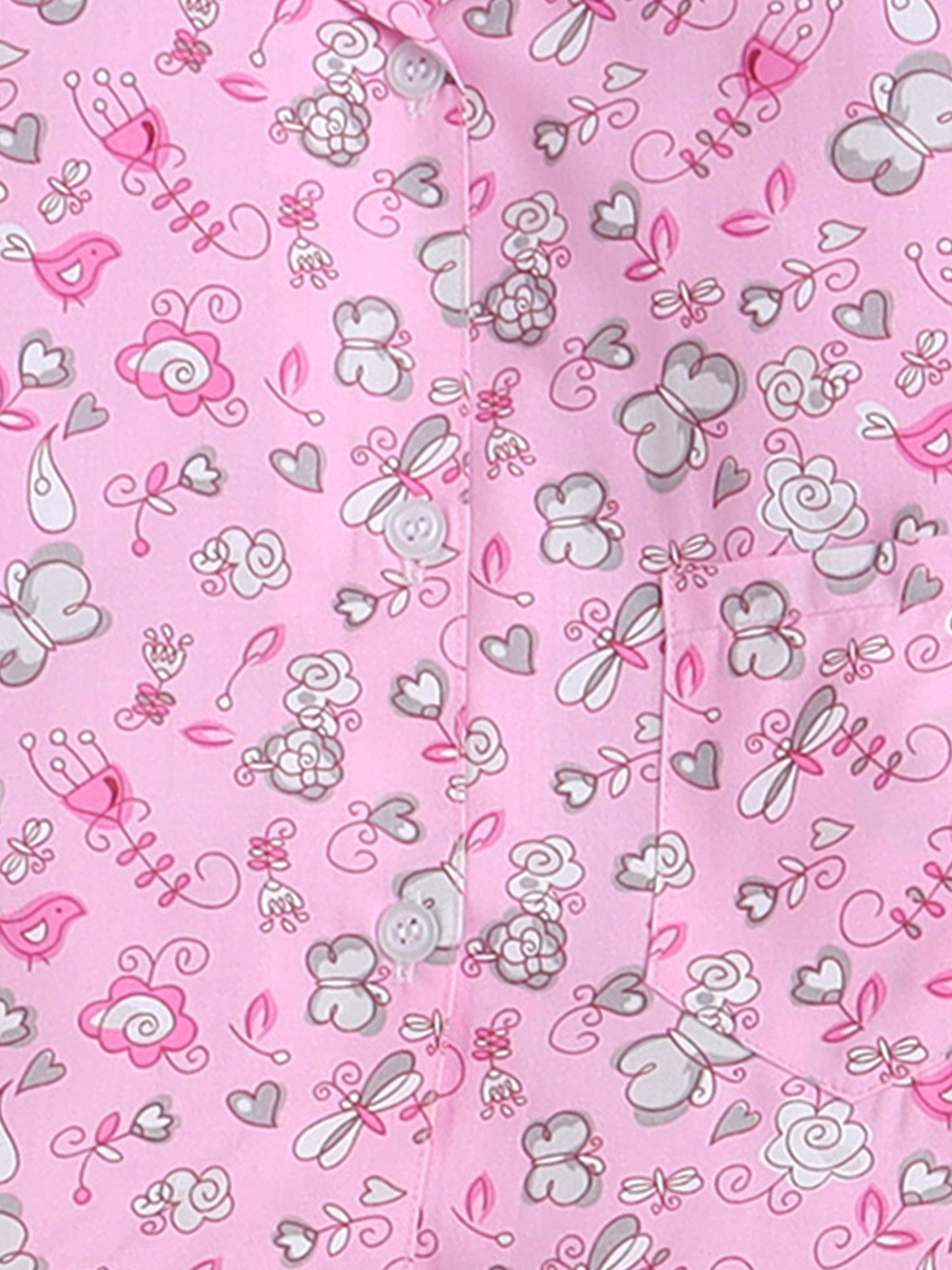 Heart and Bunny Printed Half Sleeves Top and Shorts Set Night Suit Set For Kids Pink