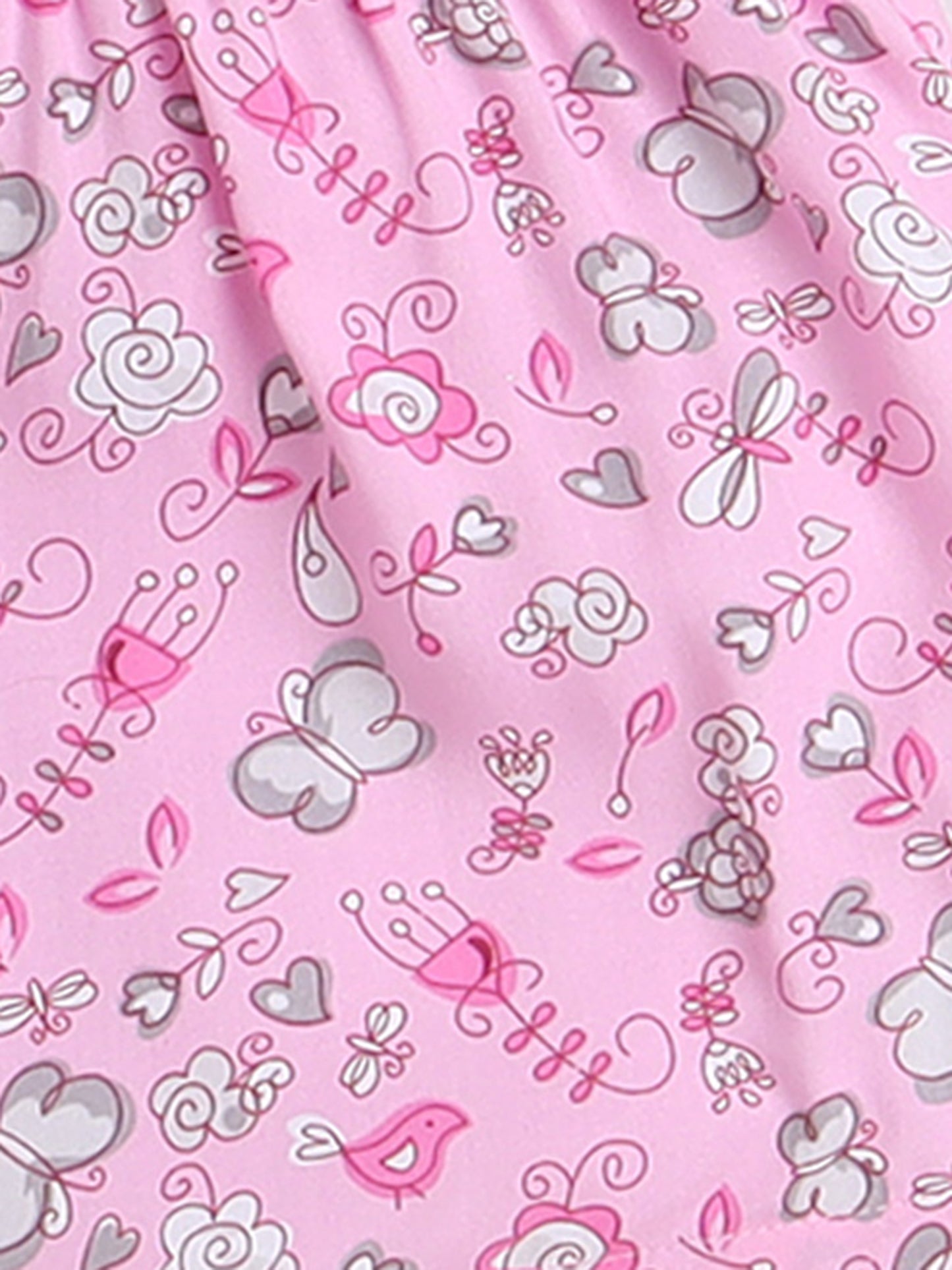 Heart and Bunny Printed Half Sleeves Top and Shorts Set Night Suit Set For Kids Pink