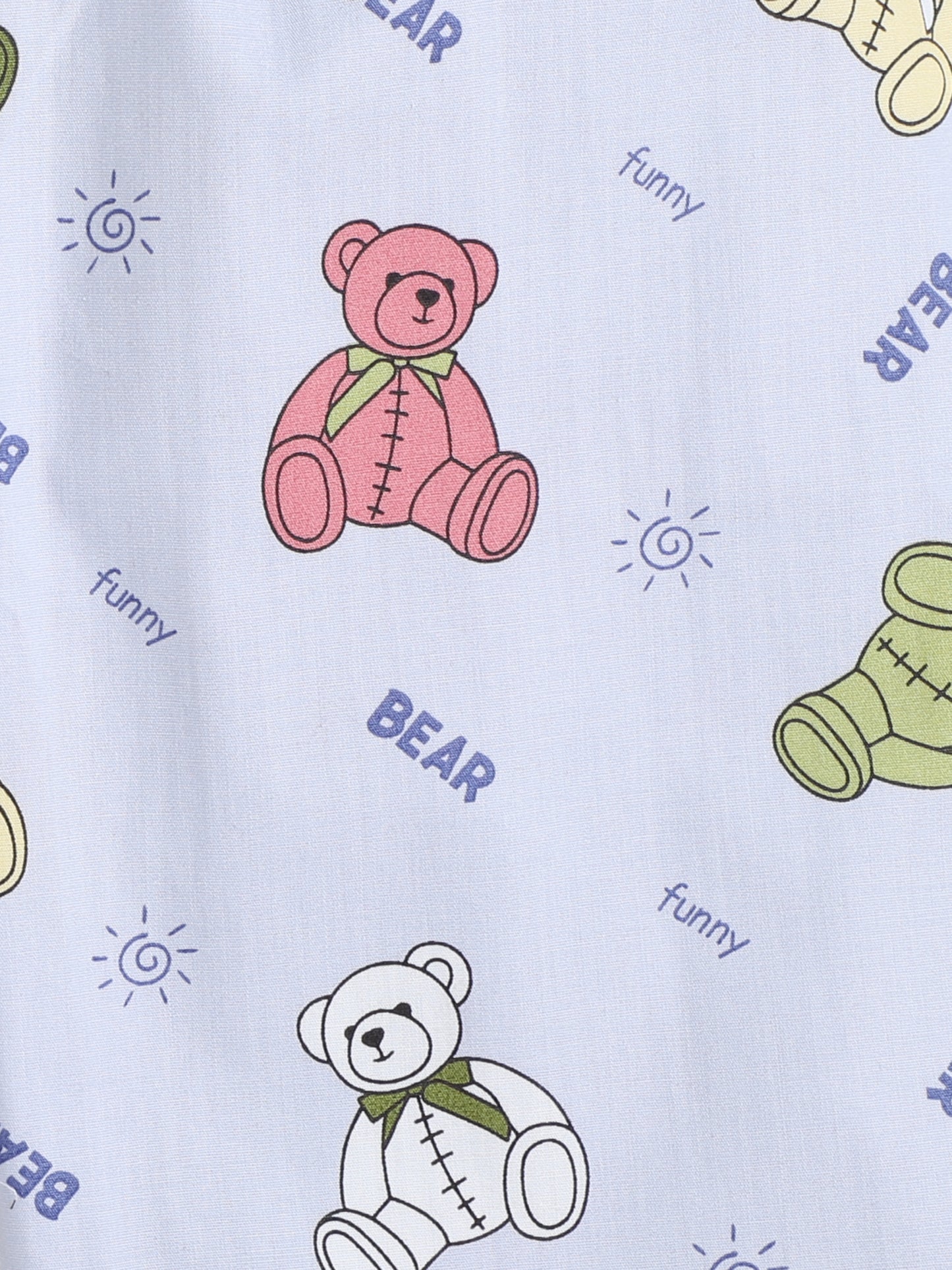 Full Sleeves Animal Printed Lounge Wear Night Suit Set For Kids Sky Blue