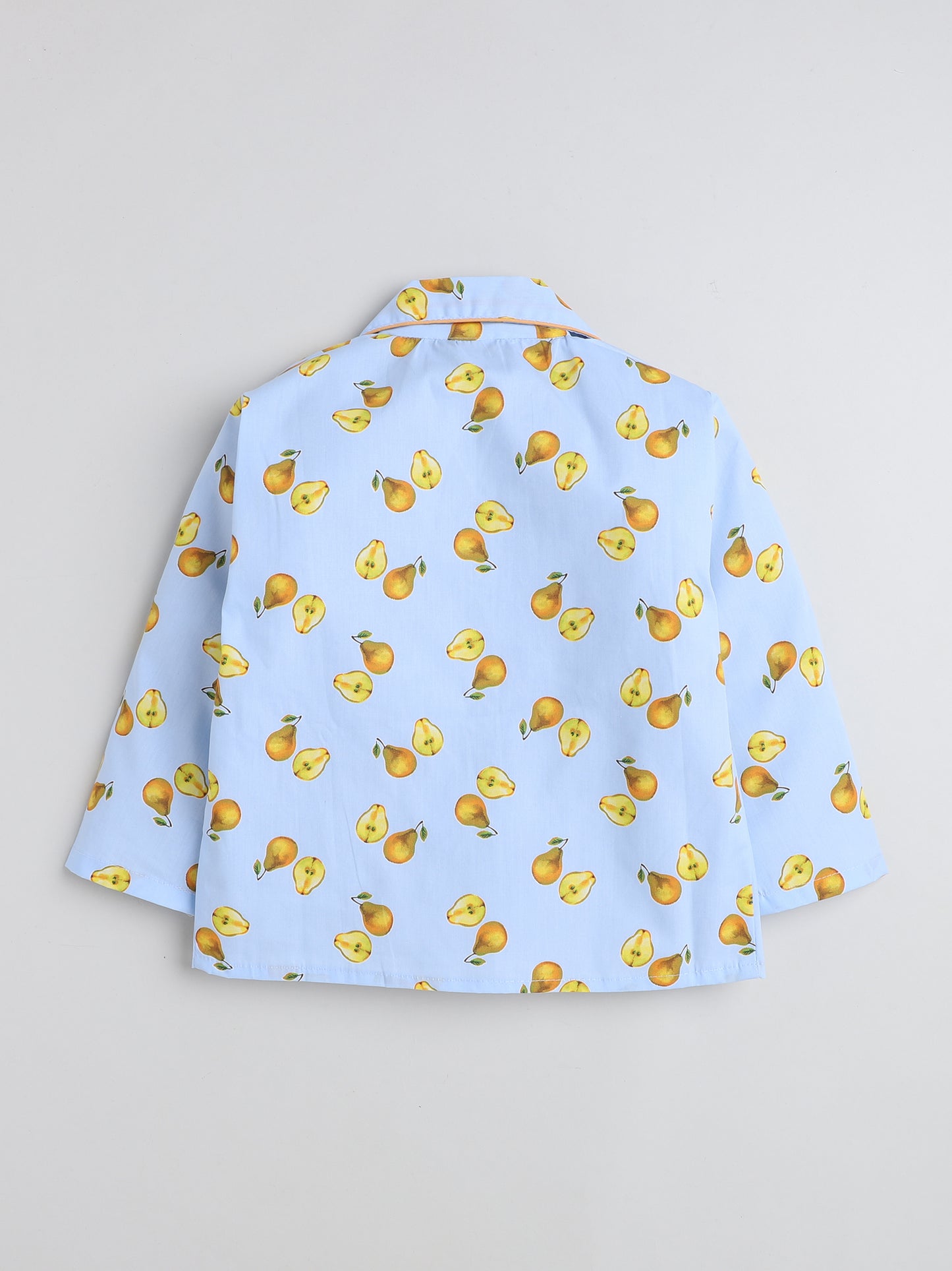 Full Sleeves Avacado Print Lounge Wear Night Suit Set For Kids Sky Blue