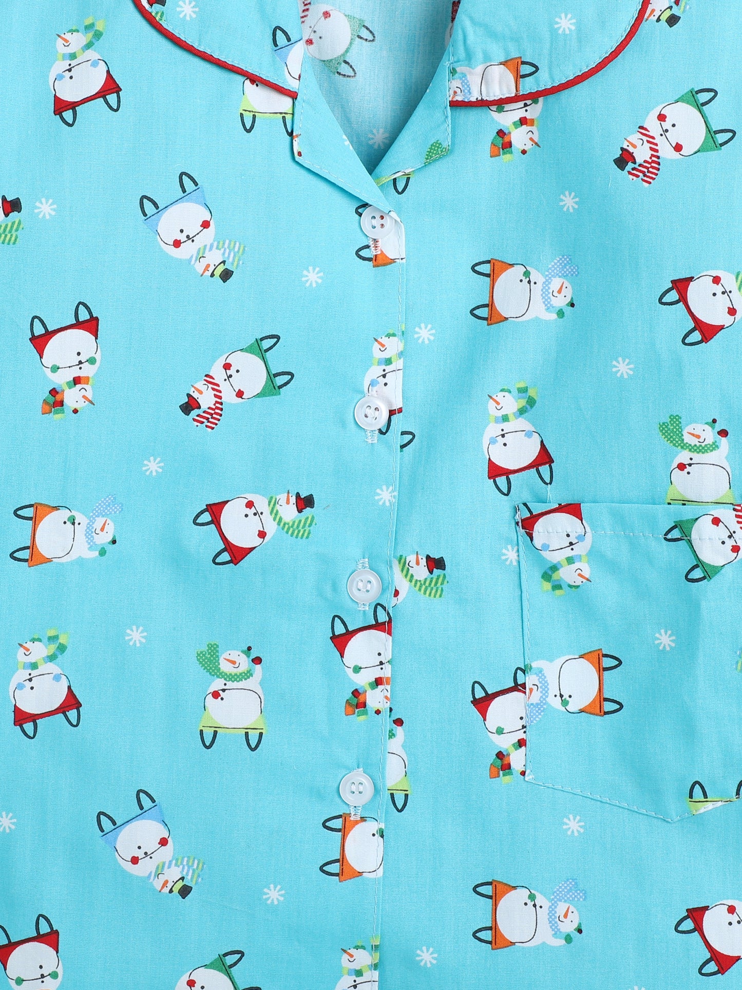 Full Sleeves Cartoon Print Lounge Wear Night Suit Set For Kids Blue