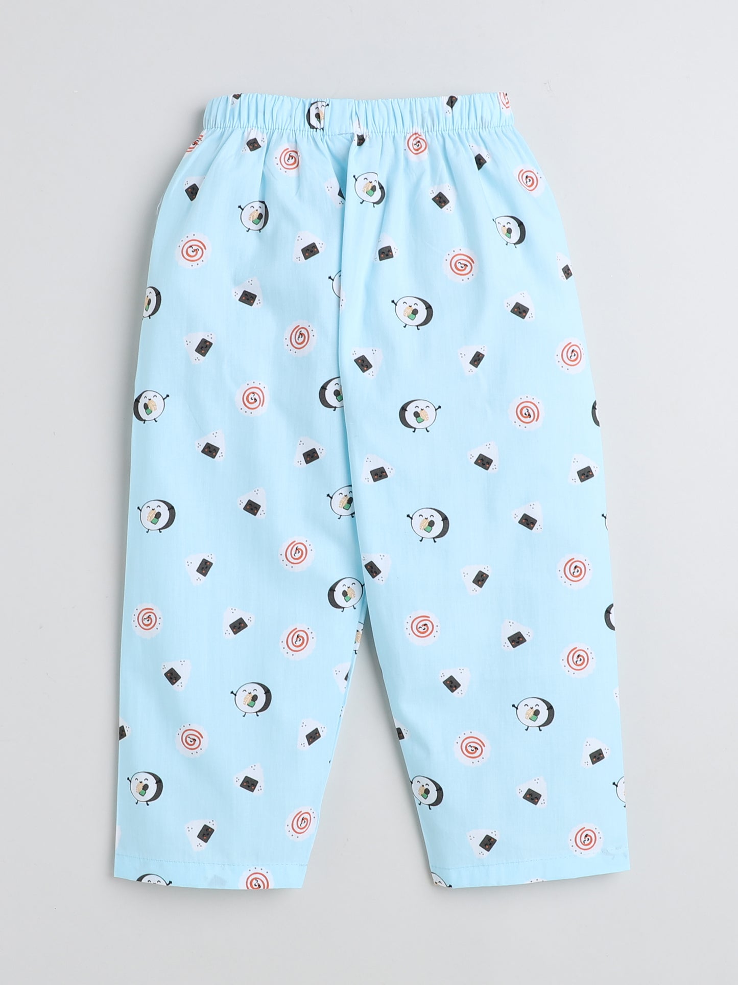 Full Sleeves Printed Lounge Wear Night Suit Set For Kids Sky Blue