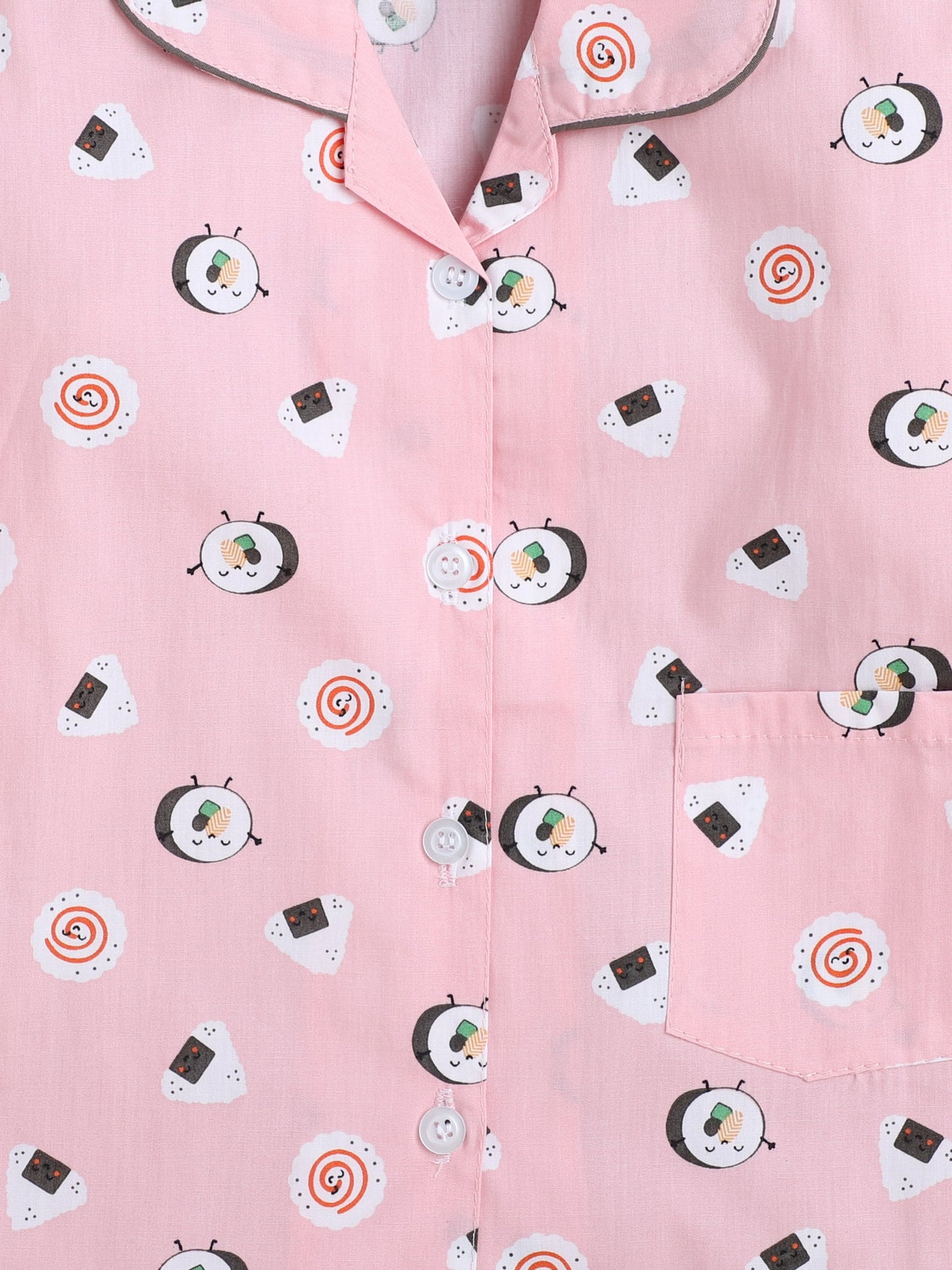 Full Sleeves Drum & Game Controller Printed Shirt With Pajama - Pink