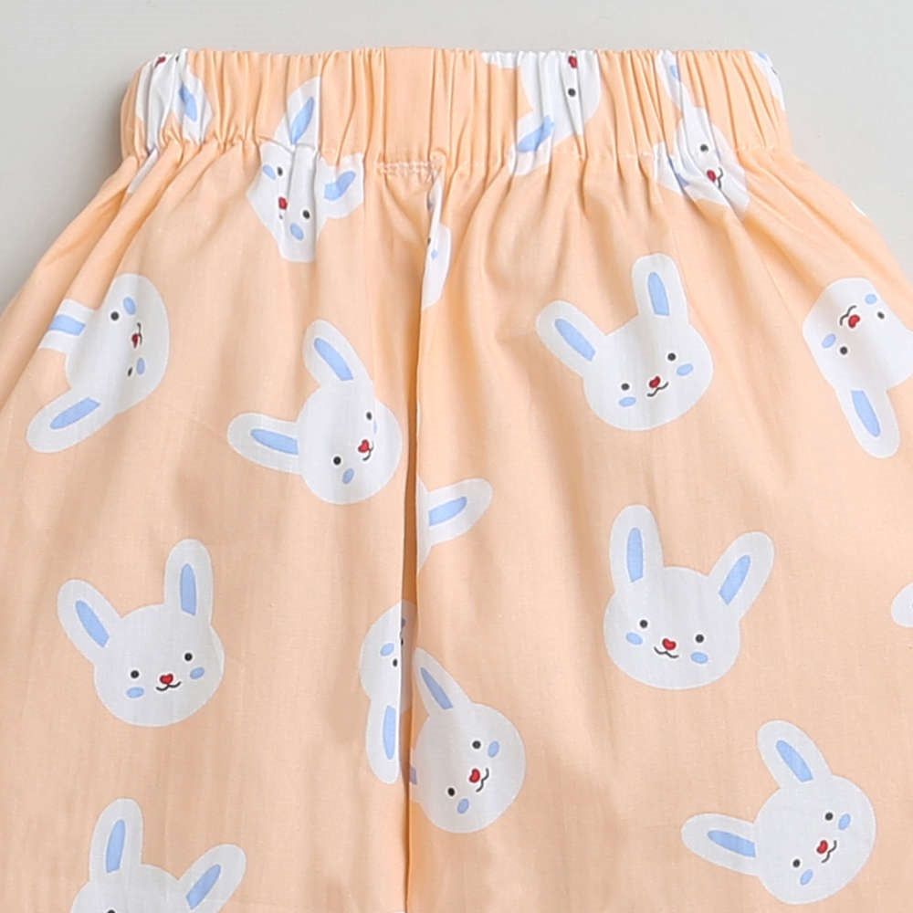 Full Sleeves Printed Shirt With Pajama - Orange