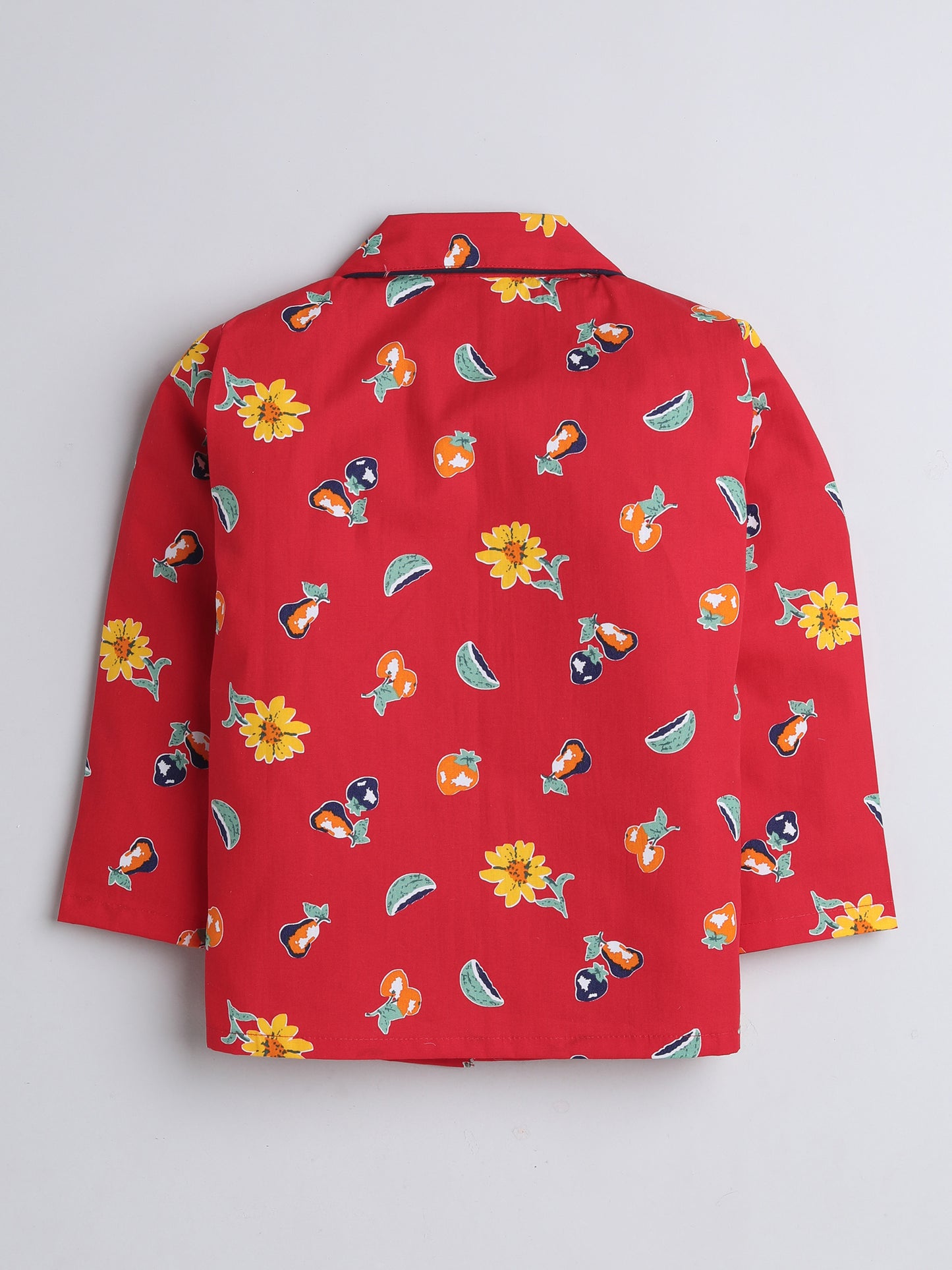Cute Fruits Printed Full Sleeves Lounge Wear Night Suit Set For Kids
