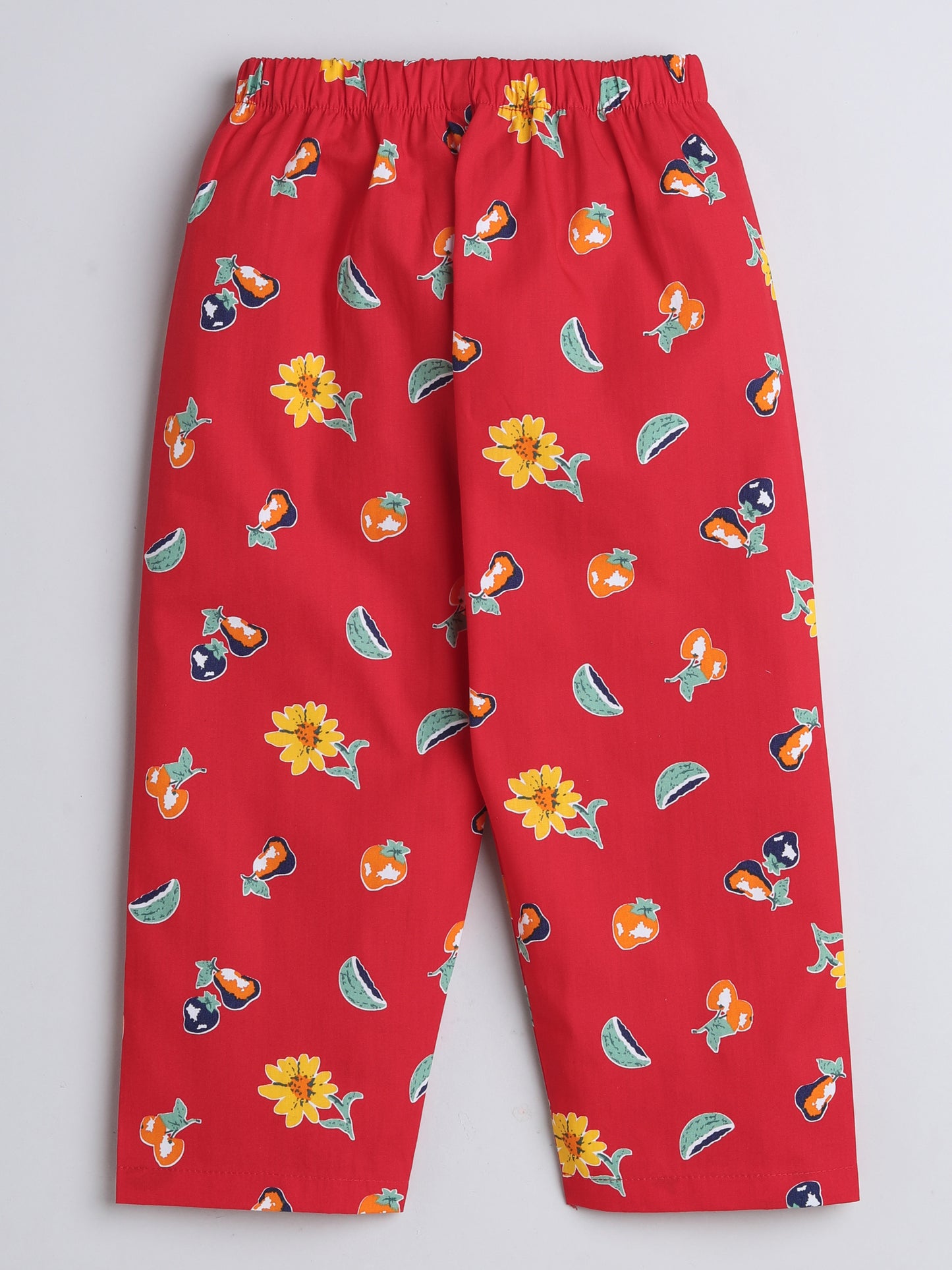 Cute Fruits Printed Full Sleeves Lounge Wear Night Suit Set For Kids