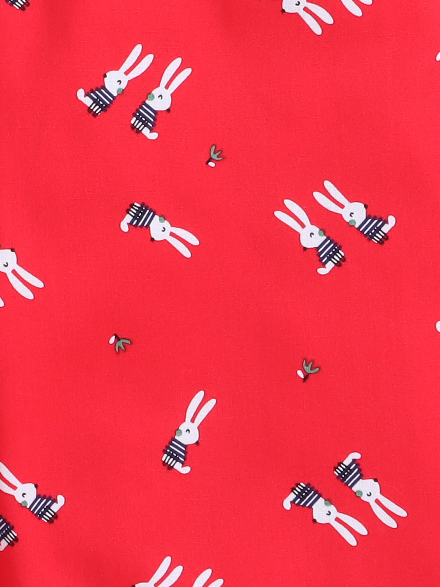 Cute Bunny Printed Full Sleeves Lounge Wear Night Suit Set For Kids Red