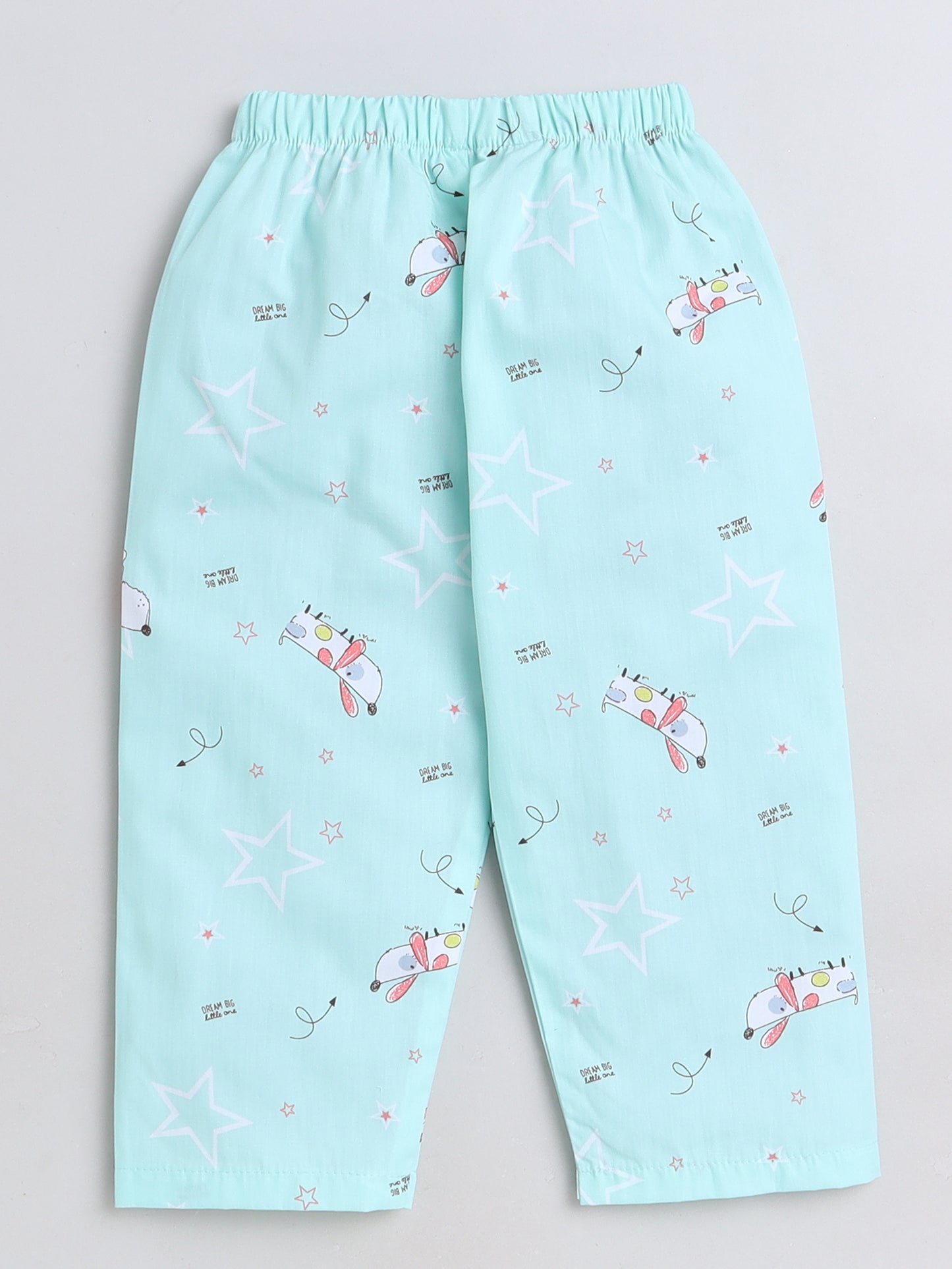 Cute Dog Printed Full Sleeves Lounge Wear Night Suit Set For Kids Blue