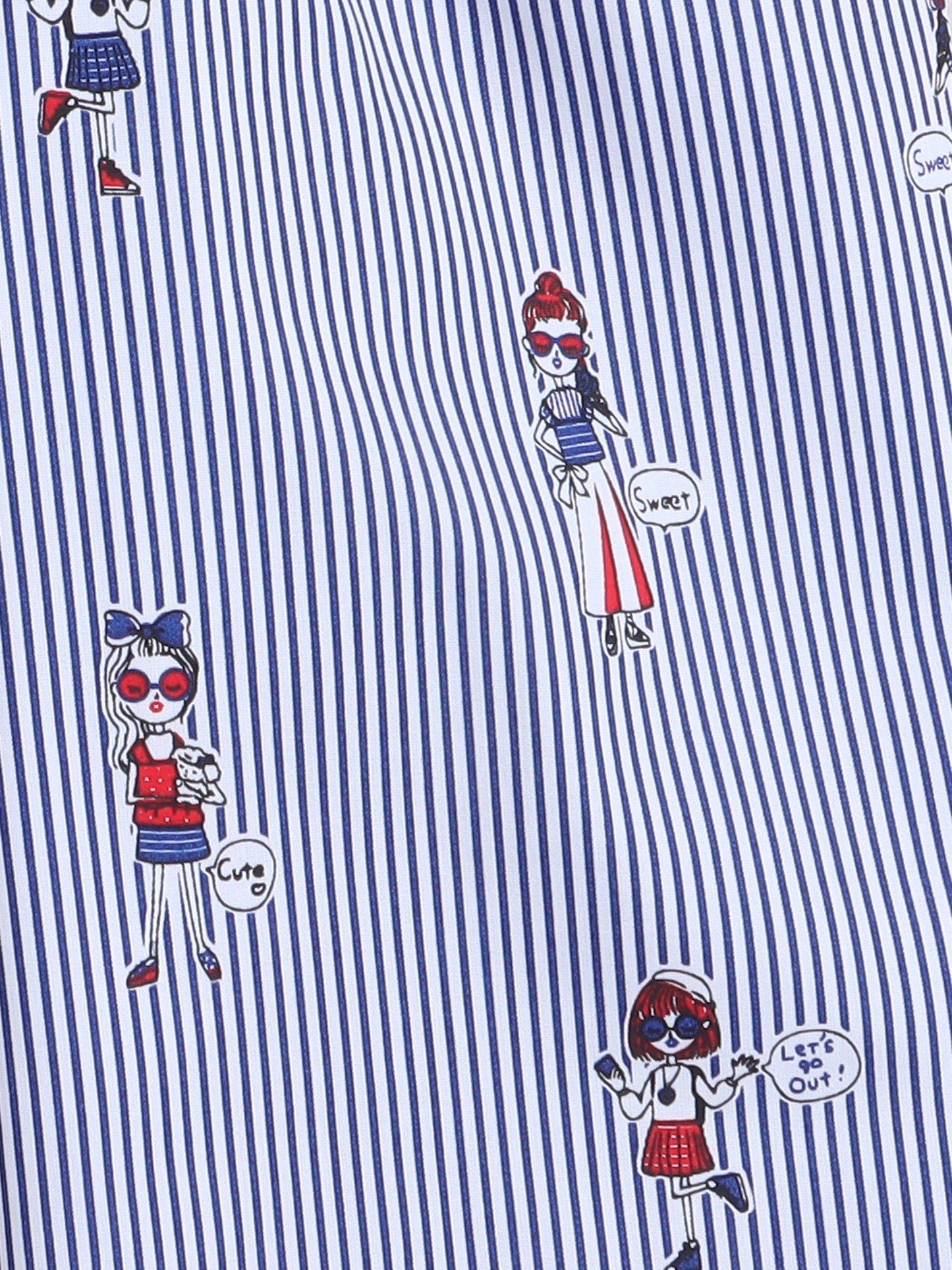 Stripes Printed Printed Full Sleeves Lounge Wear Night Suit Set For Kids Blue