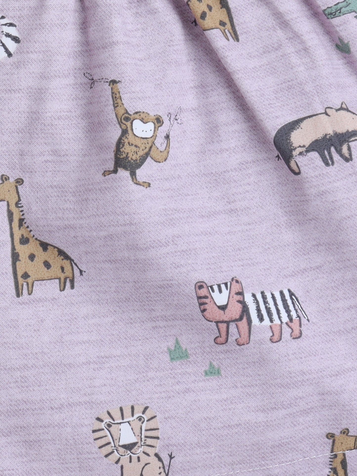Cotton Animal Printed Half Sleeves Set Night Suit Set-Pink