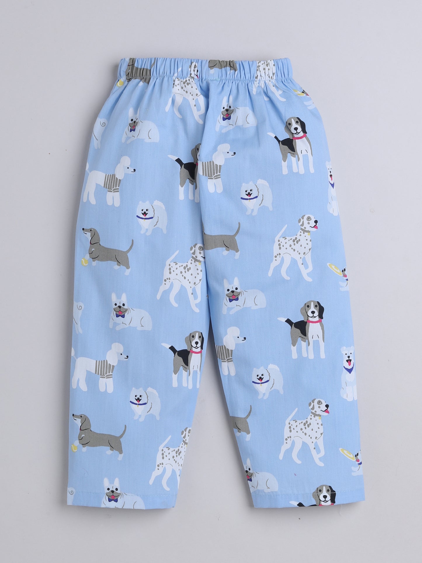 Half Sleeves Puppy Printed Night Suit Set Blue