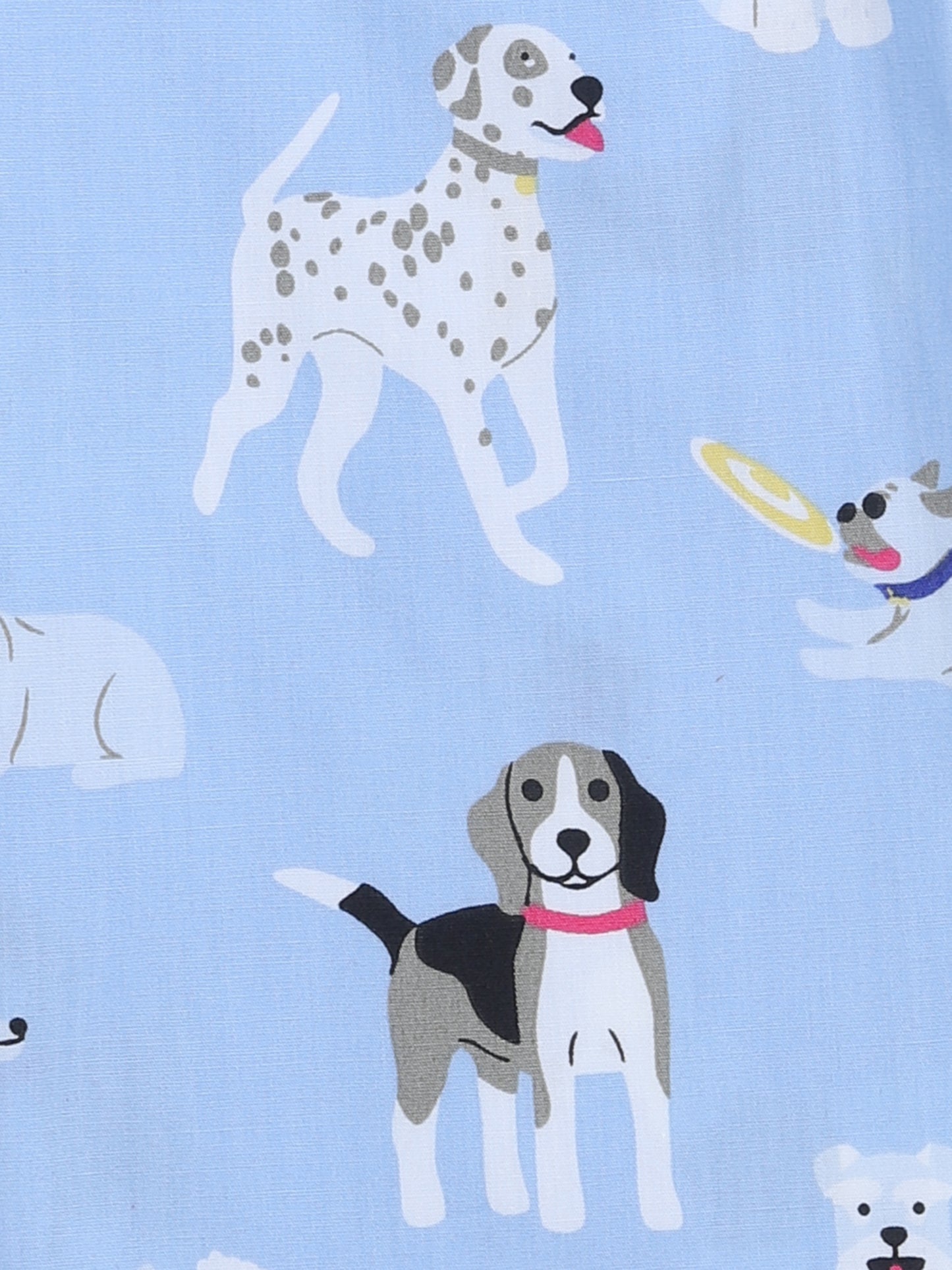 Half Sleeves Puppy Printed Night Suit Set Blue