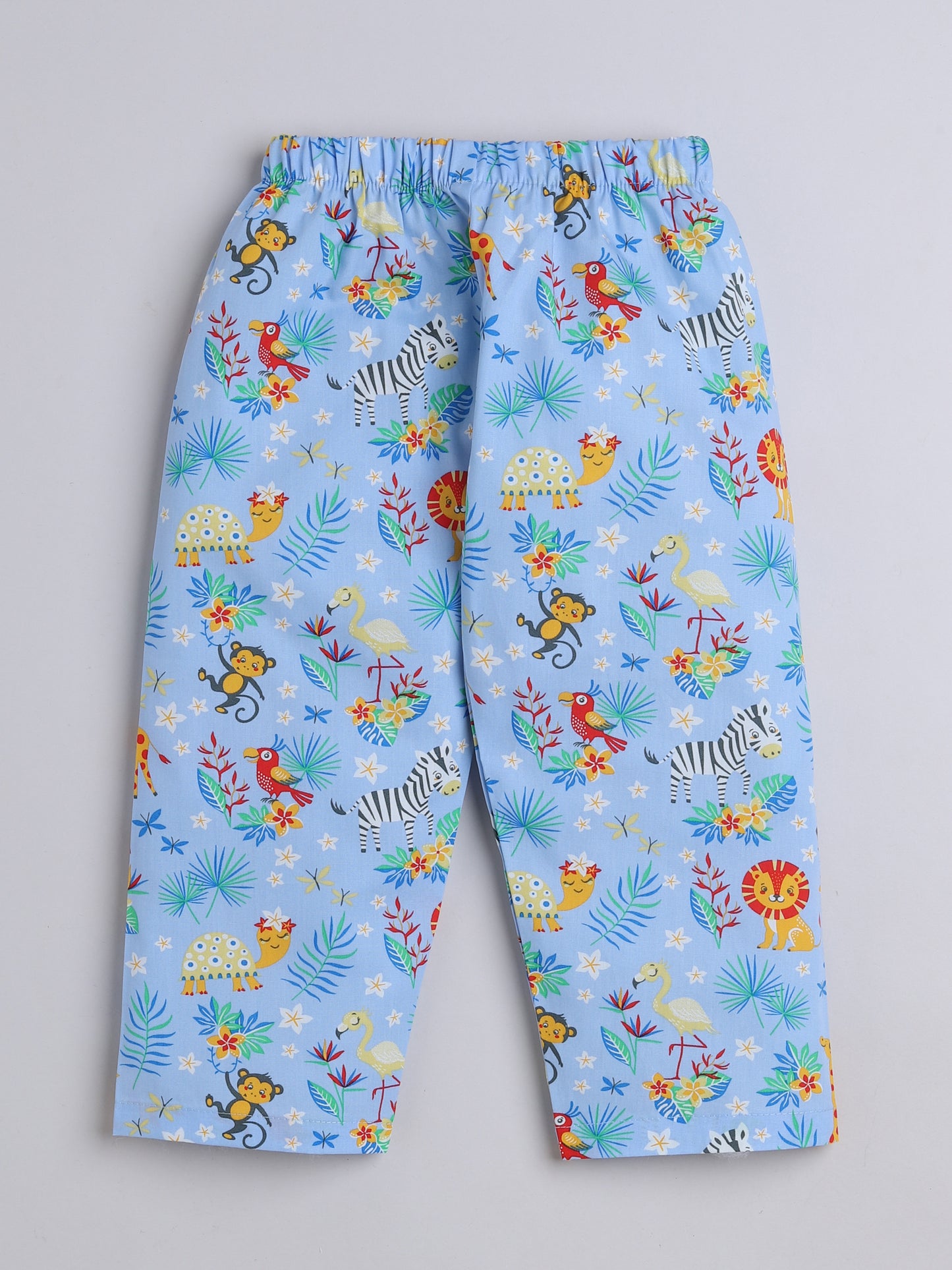 Half Sleeves Animal Printed Night Suit Set Blue-nsb