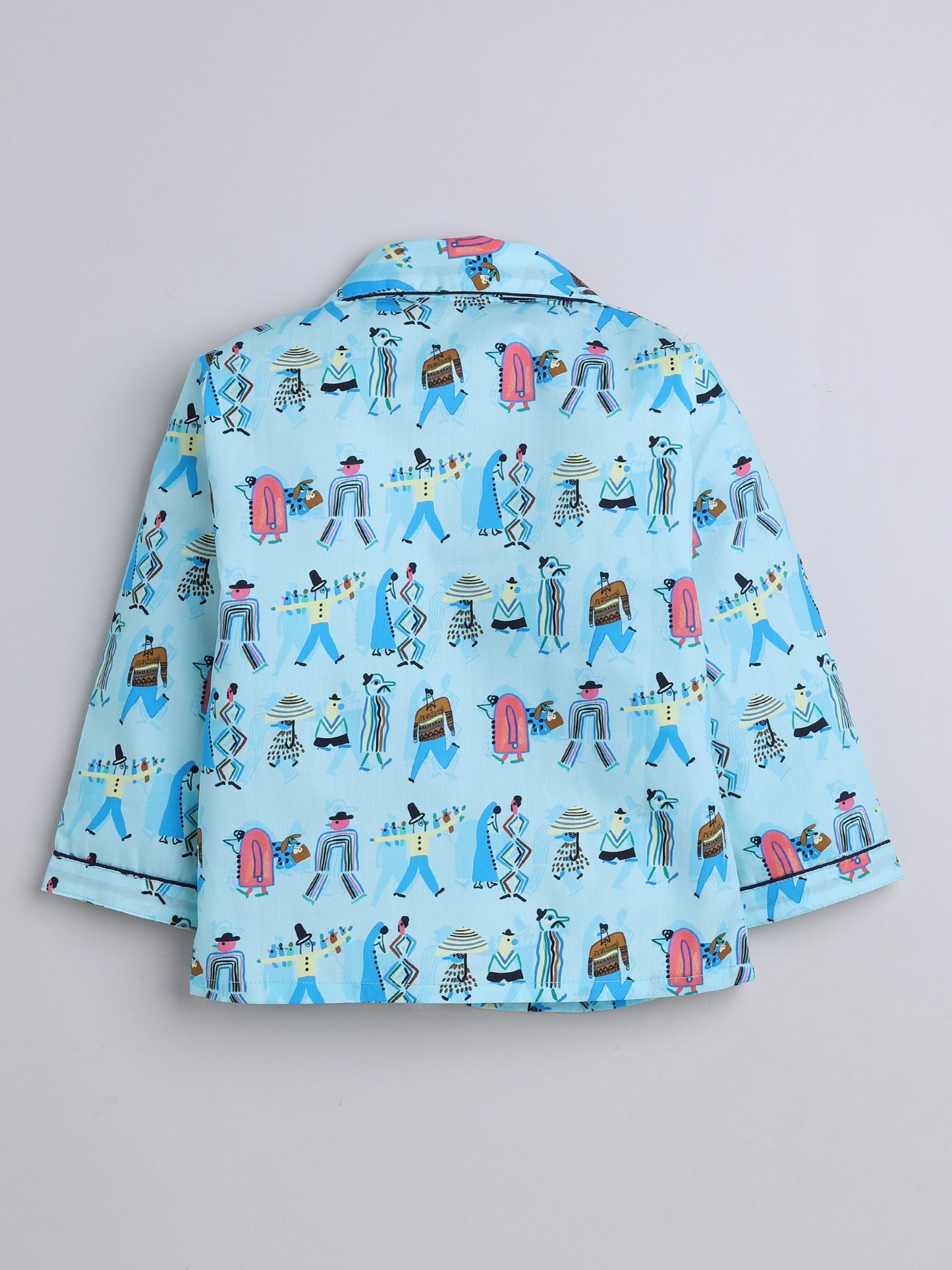 3/4 Human Printed Night Suit Set Blue