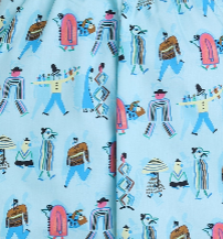3/4 Human Printed Night Suit Set Blue