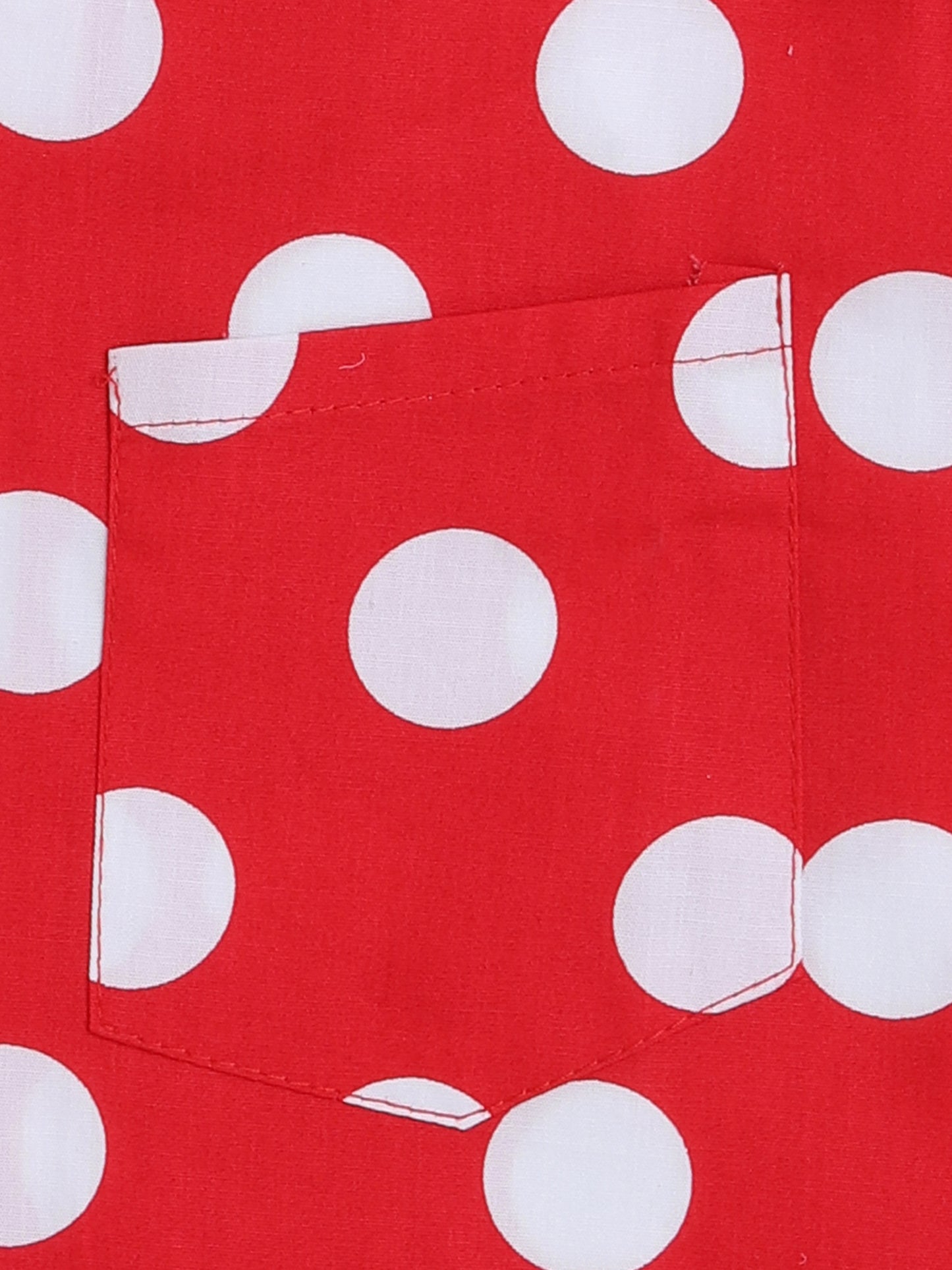 The Magic Wand Half Sleeves Polka Dot Print Night Suit Set Red