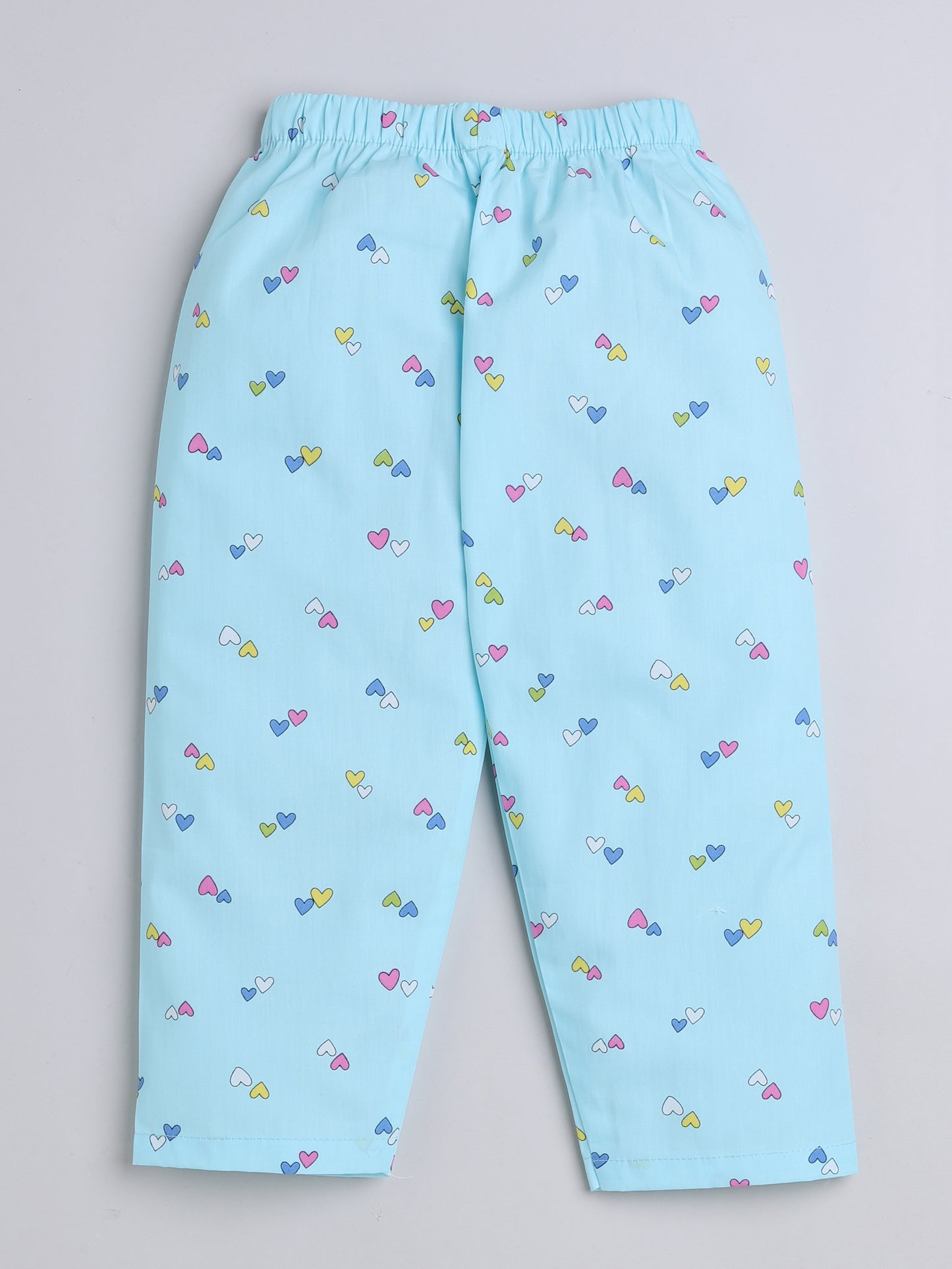 Half Sleeves Heart Shaped Print Night Suit Set Blue
