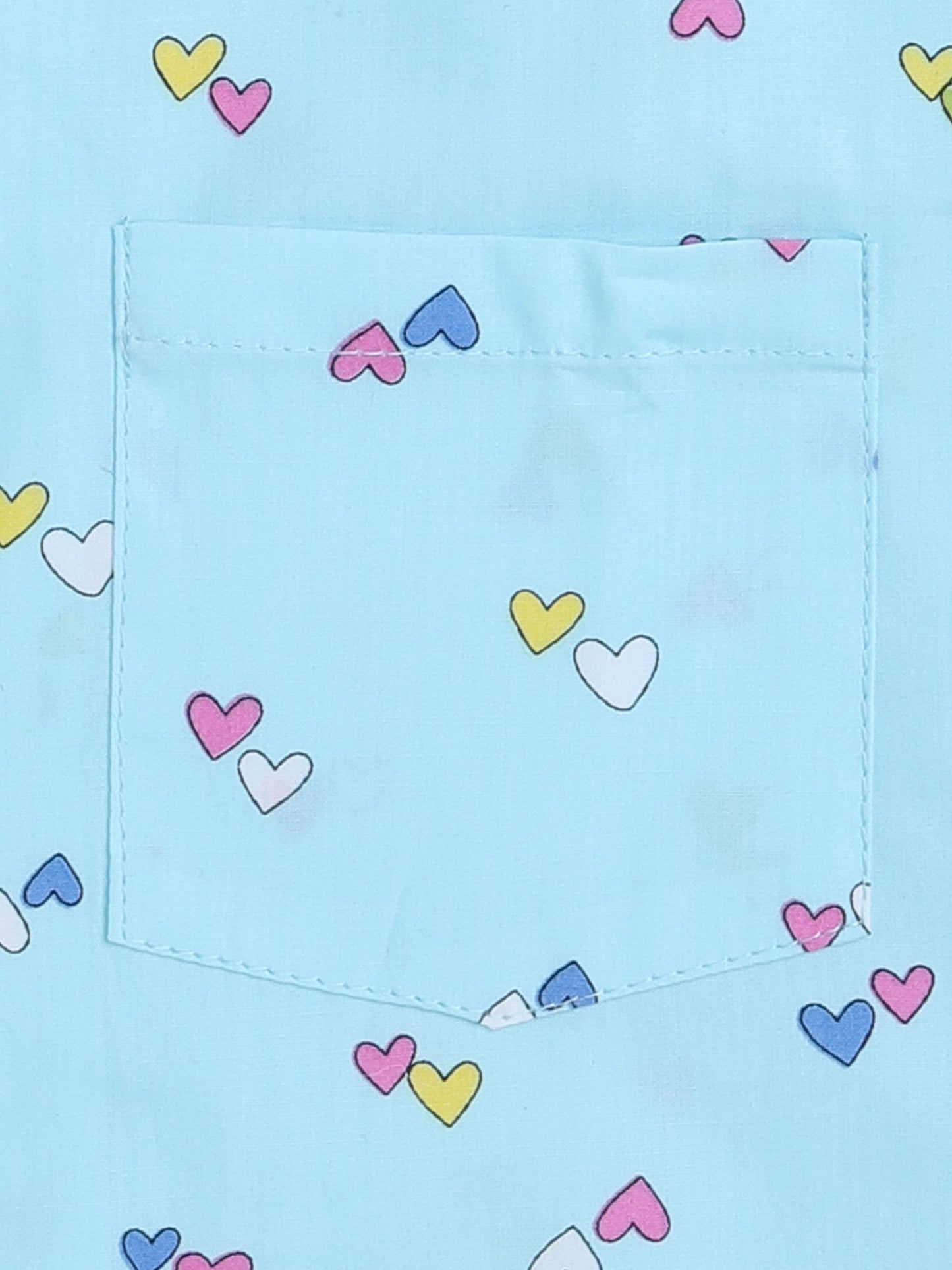 Half Sleeves Heart Shaped Print Night Suit Set Blue