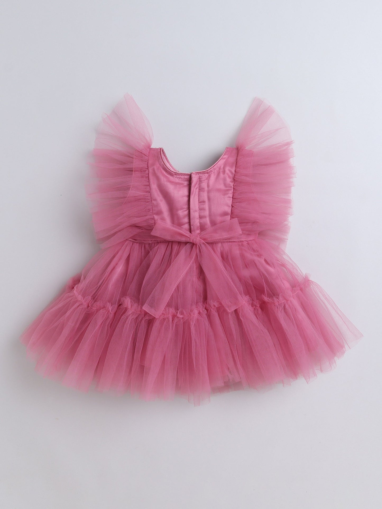 The Magic Wand Flutter Sleeves Shimmer Party Dress Onion Pink