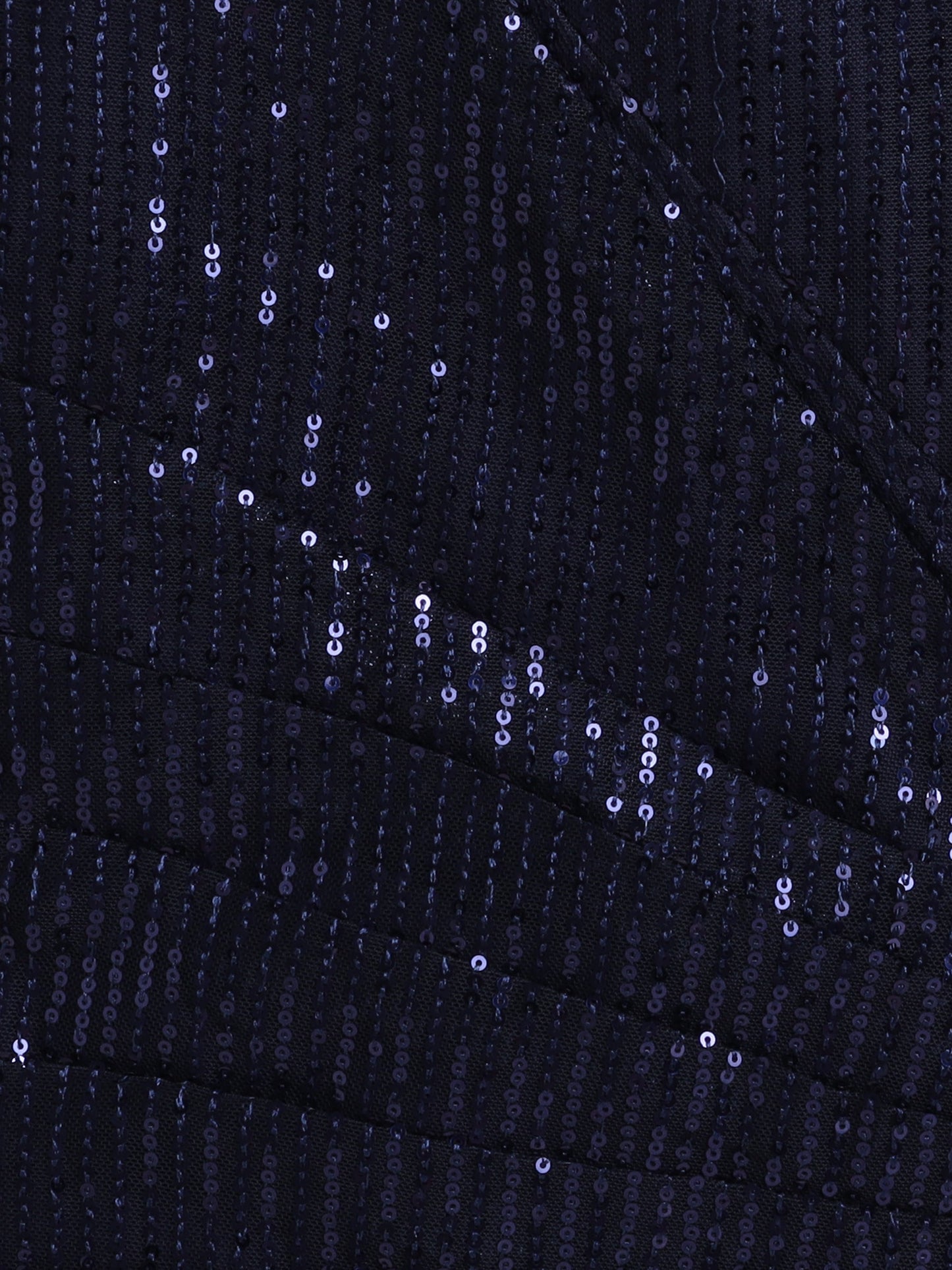 Three Fourth Sleeves Sequins Embellished Dress - Navy Blue
