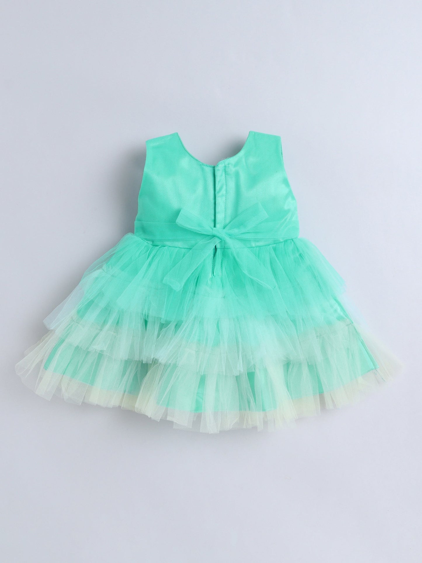 The Magic Wand Sleeve Tiered Bow Details Dresss With Headband - Aqua Blue