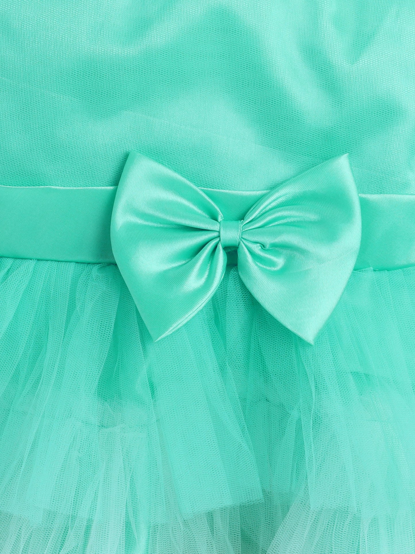 The Magic Wand Sleeve Tiered Bow Details Dresss With Headband - Aqua Blue