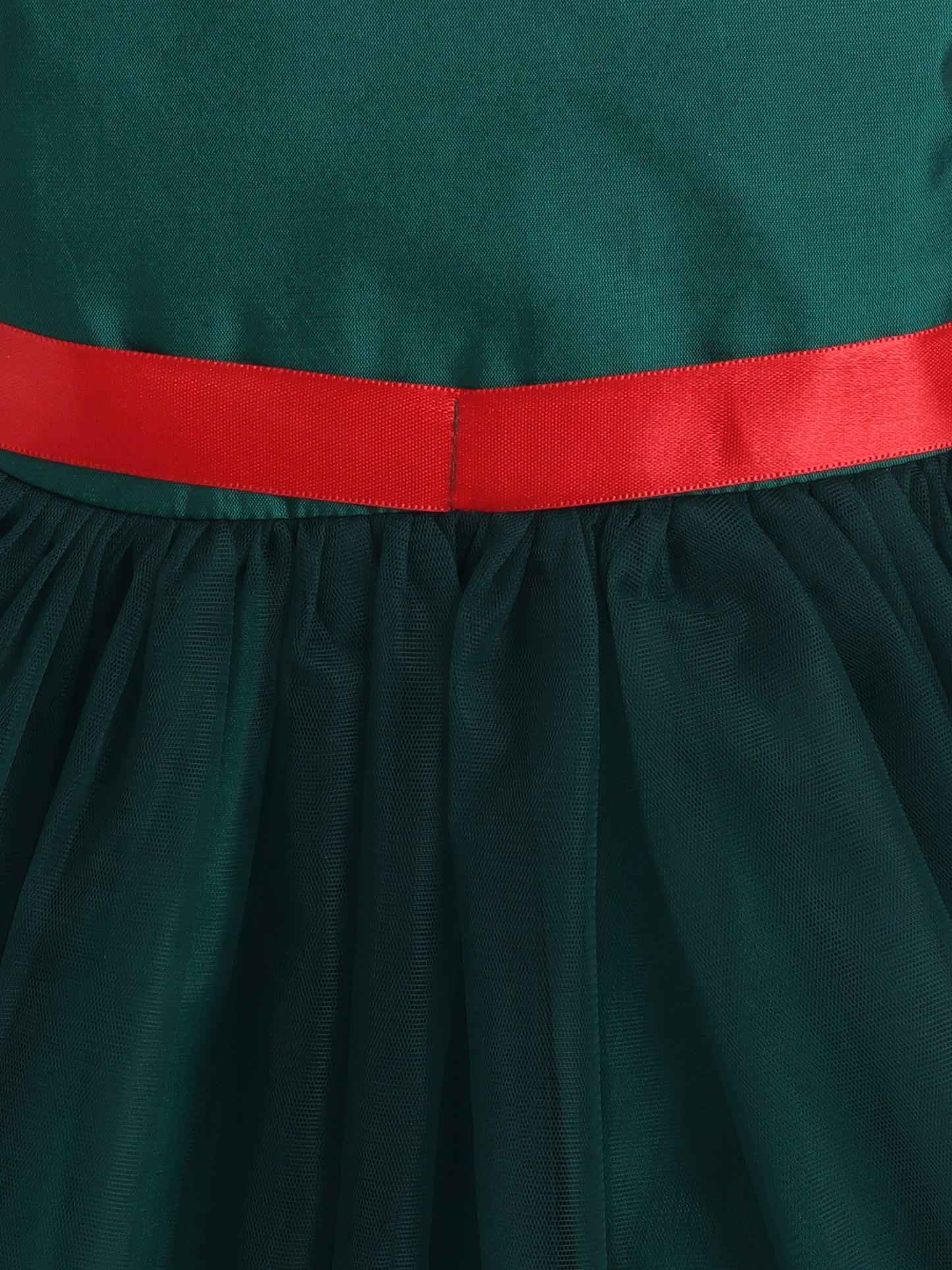 Solid Sleeveless Dress With Contrast Lace Band - Green