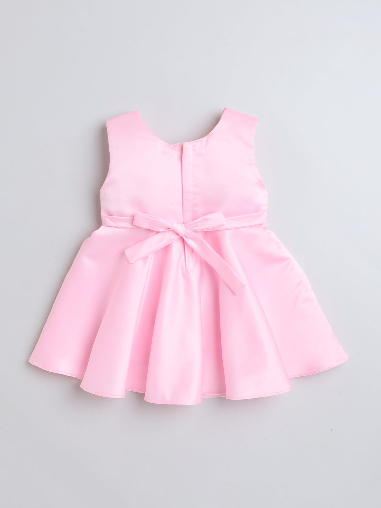 The Magic Wand Sleeveless Bow Embelished Fit & Flare Party Dress For Girls Baby Pink