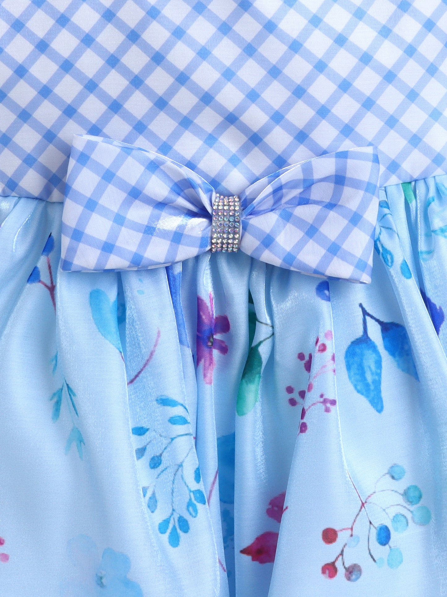The Magic Wand Sleeveless Bow Applique Floral Printed Dress- Blue