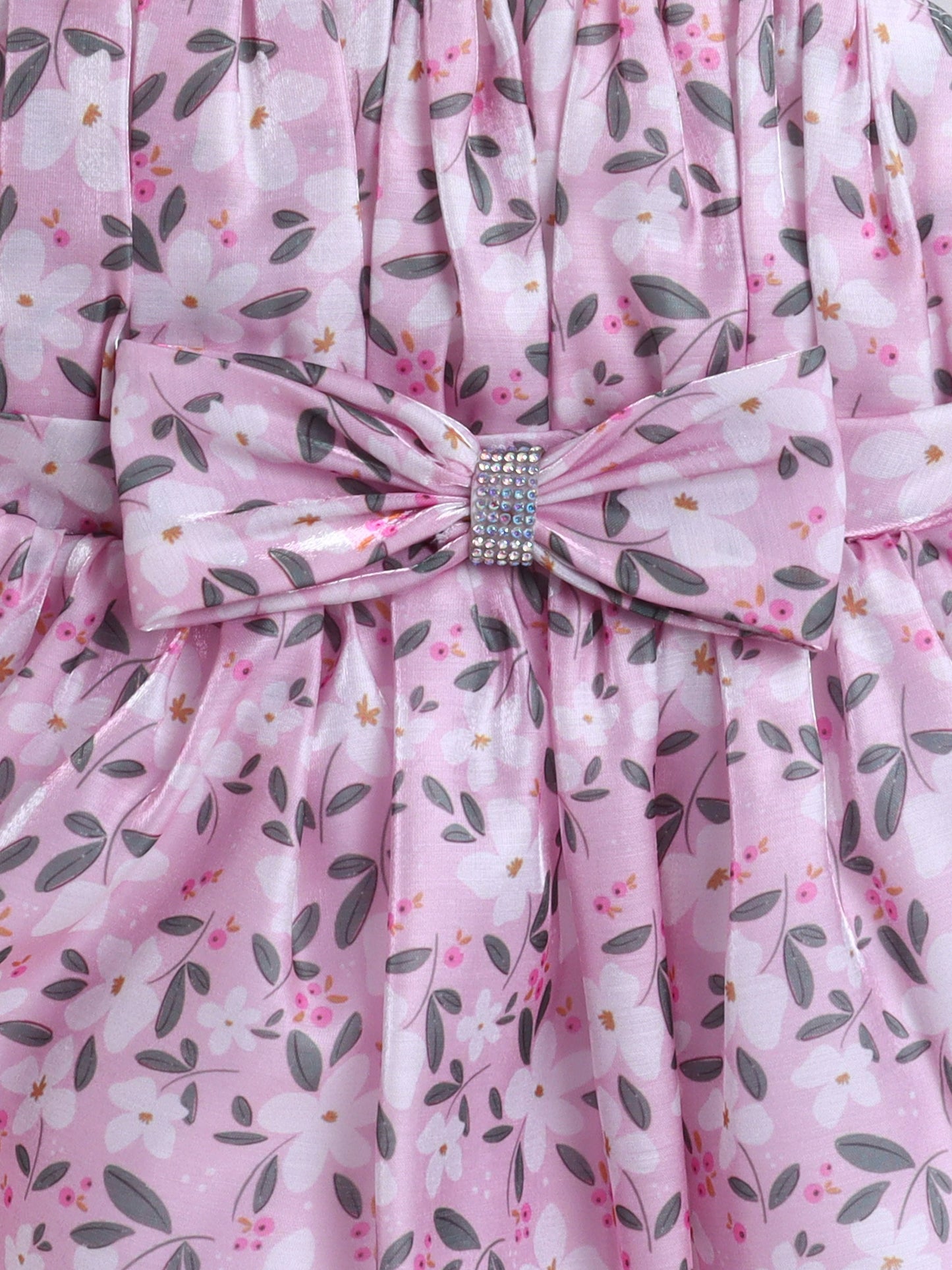 The Magic Wand One Shoulder Bow Applique Floral Printed Dress - Pink