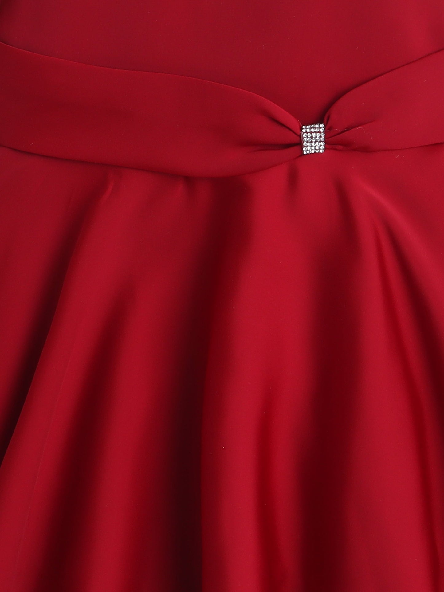 Solid One Shoulder Party Dress - Red