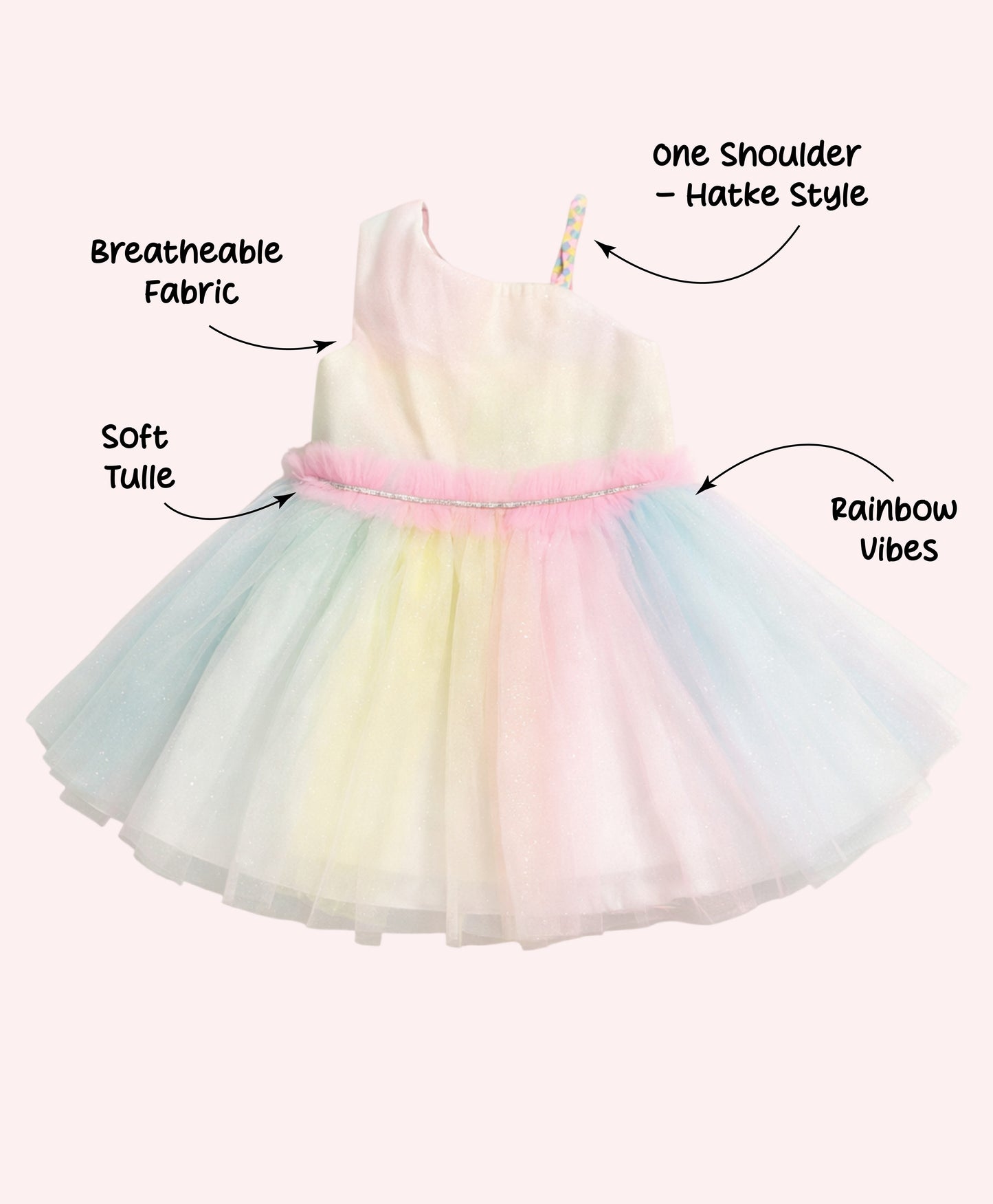 The Magic Wand Woven One-Shoulder Colourful Flared Party Dress - Multi Color