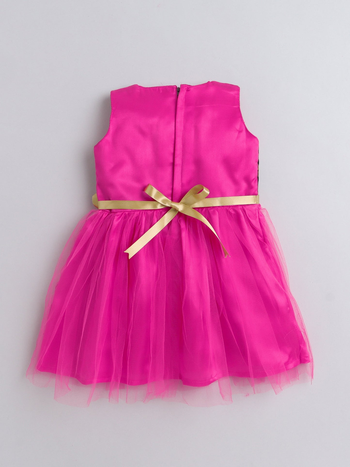 The Magic Wand Sleeveless Floral Embroidered Dress - Fuchsia